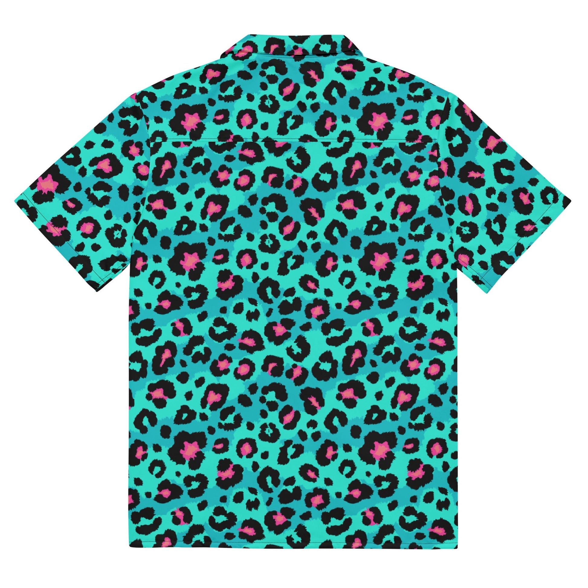 Button Shirt In Turquoise, Candy Pink & Black Leopard Print | Camo Colors