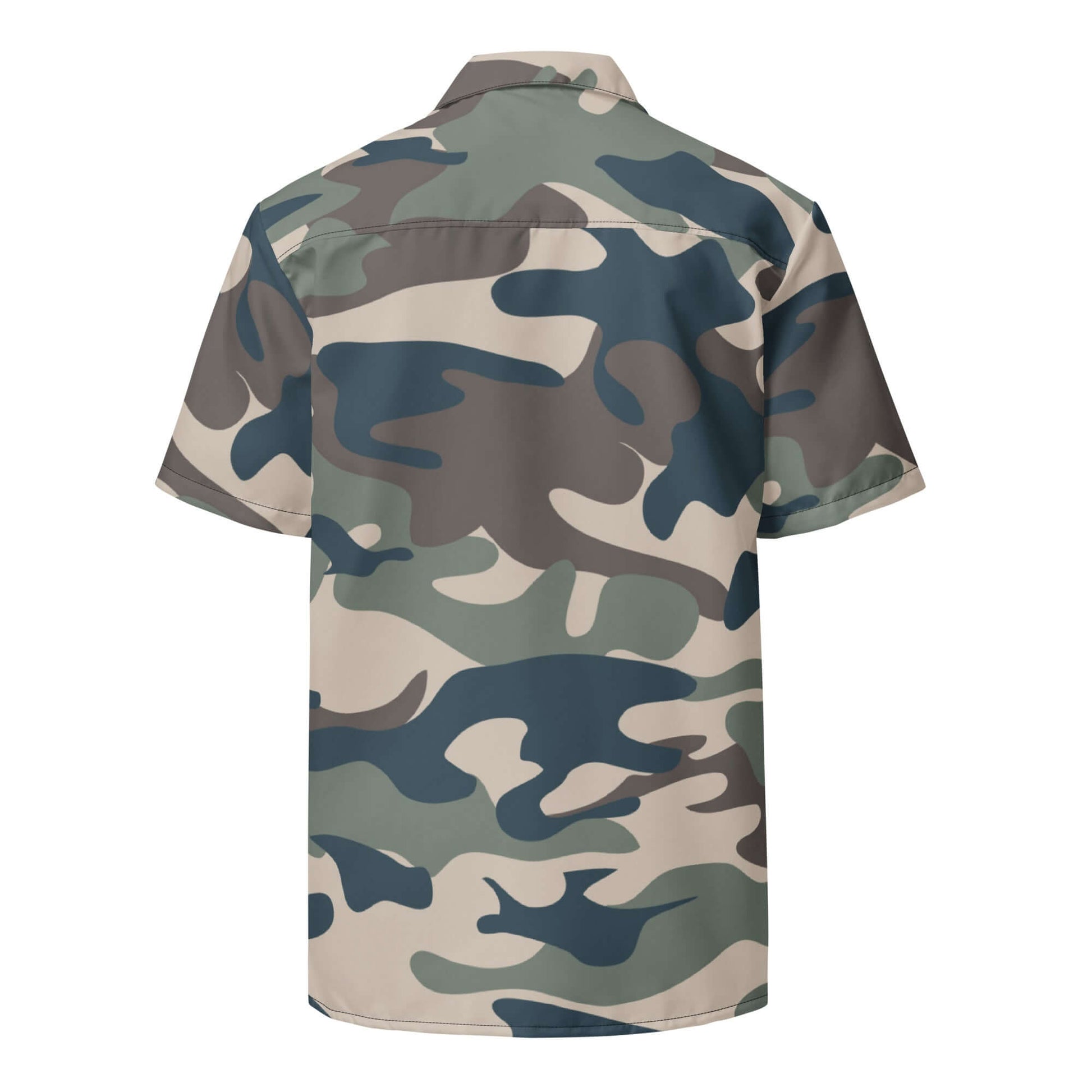 Military Camo Button-up Shirt | Khaki, Charcoal and Brown | Camo Colors