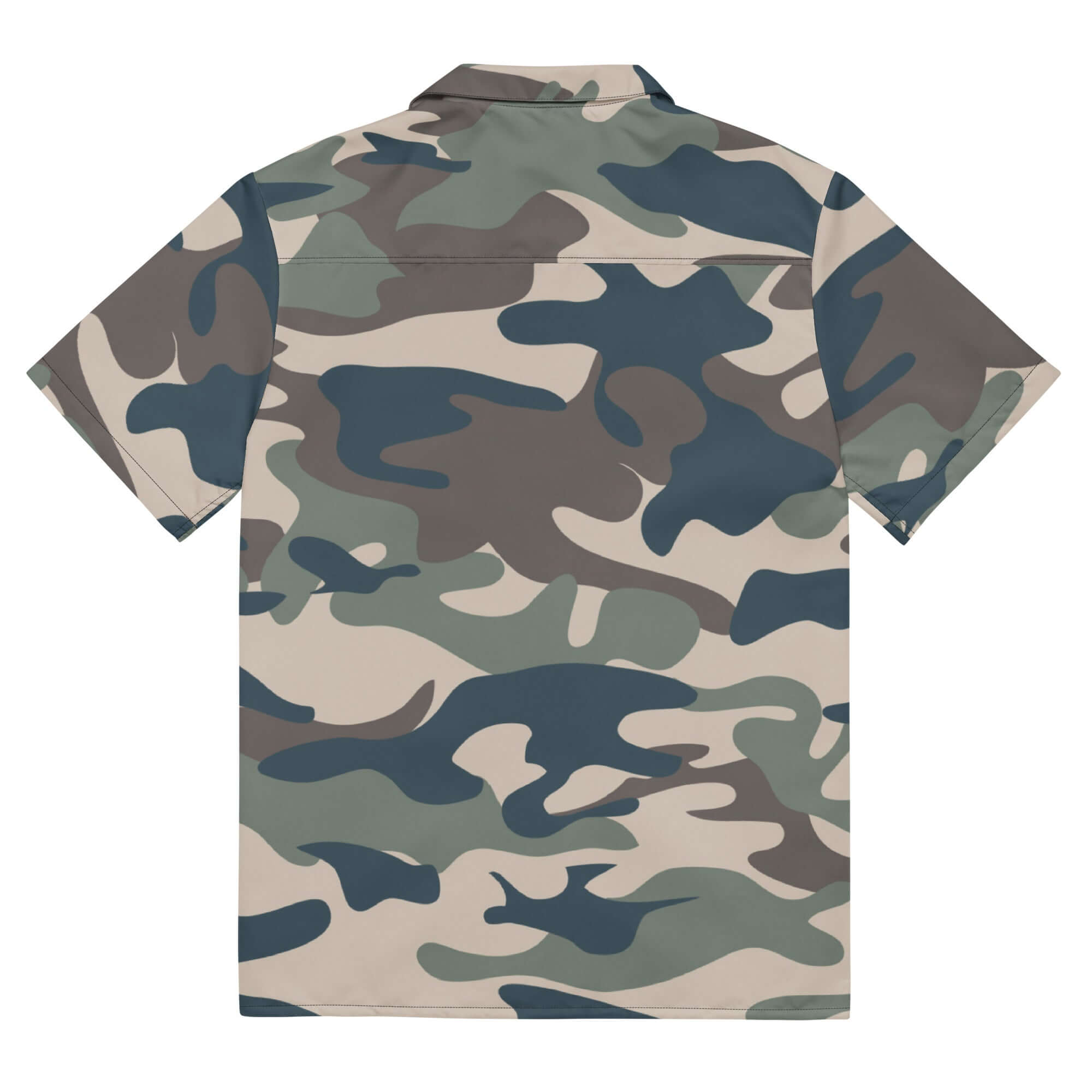 Military Camo Button-up Shirt | Khaki, Charcoal and Brown | Camo Colors