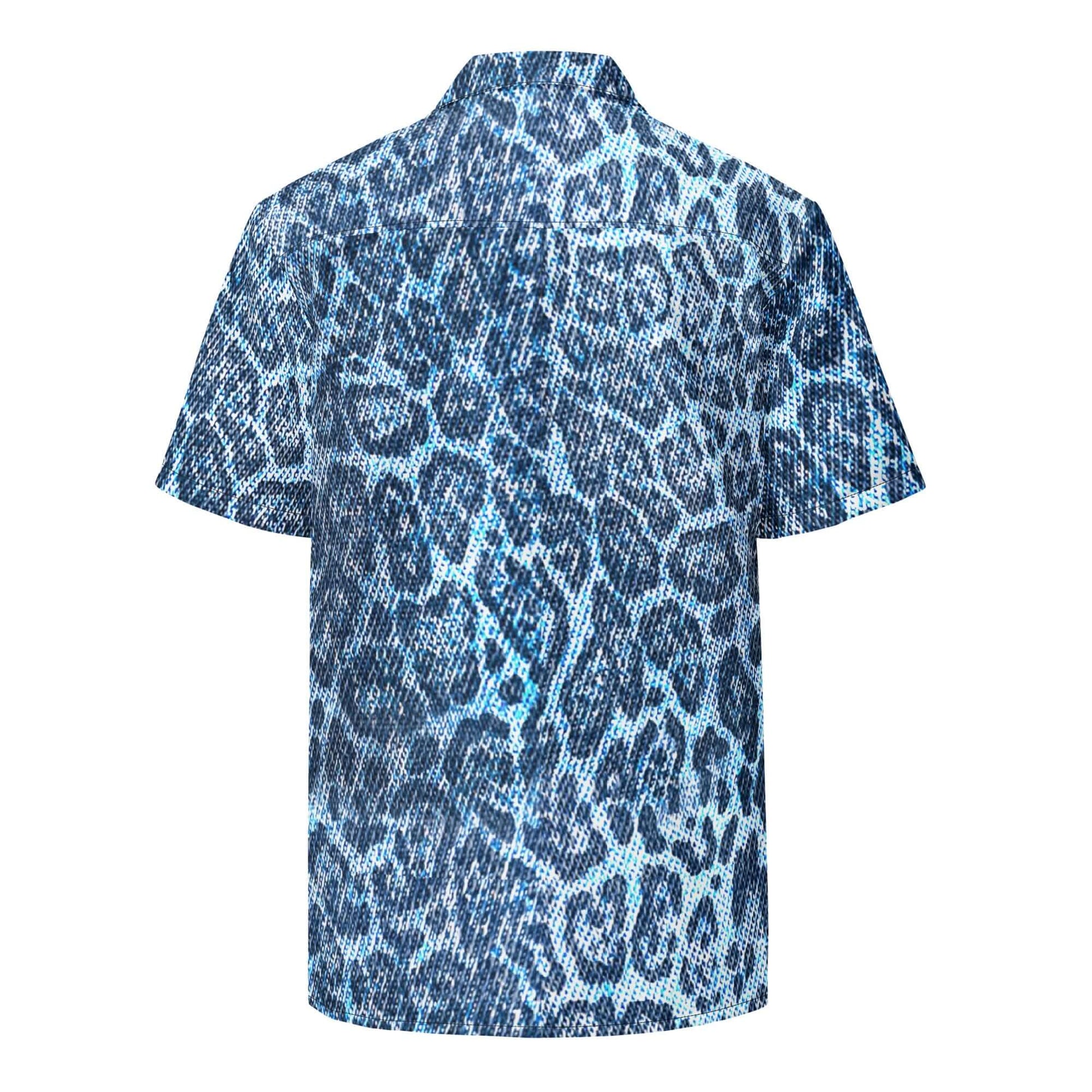 Leopard Print Button-up shirt in Blue Denim-Style | Camo Colors