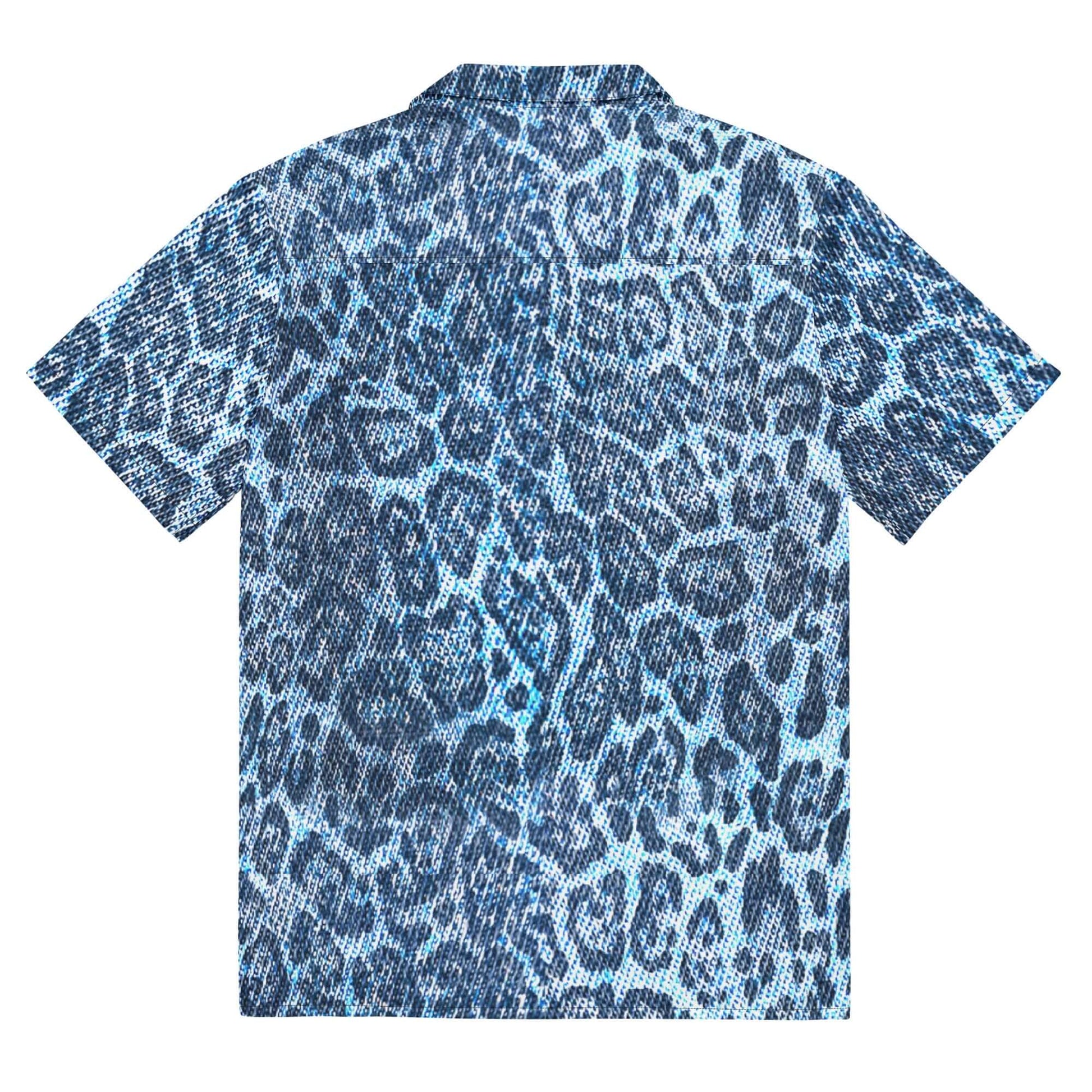 Leopard Print Button-up shirt in Blue Denim-Style | Camo Colors