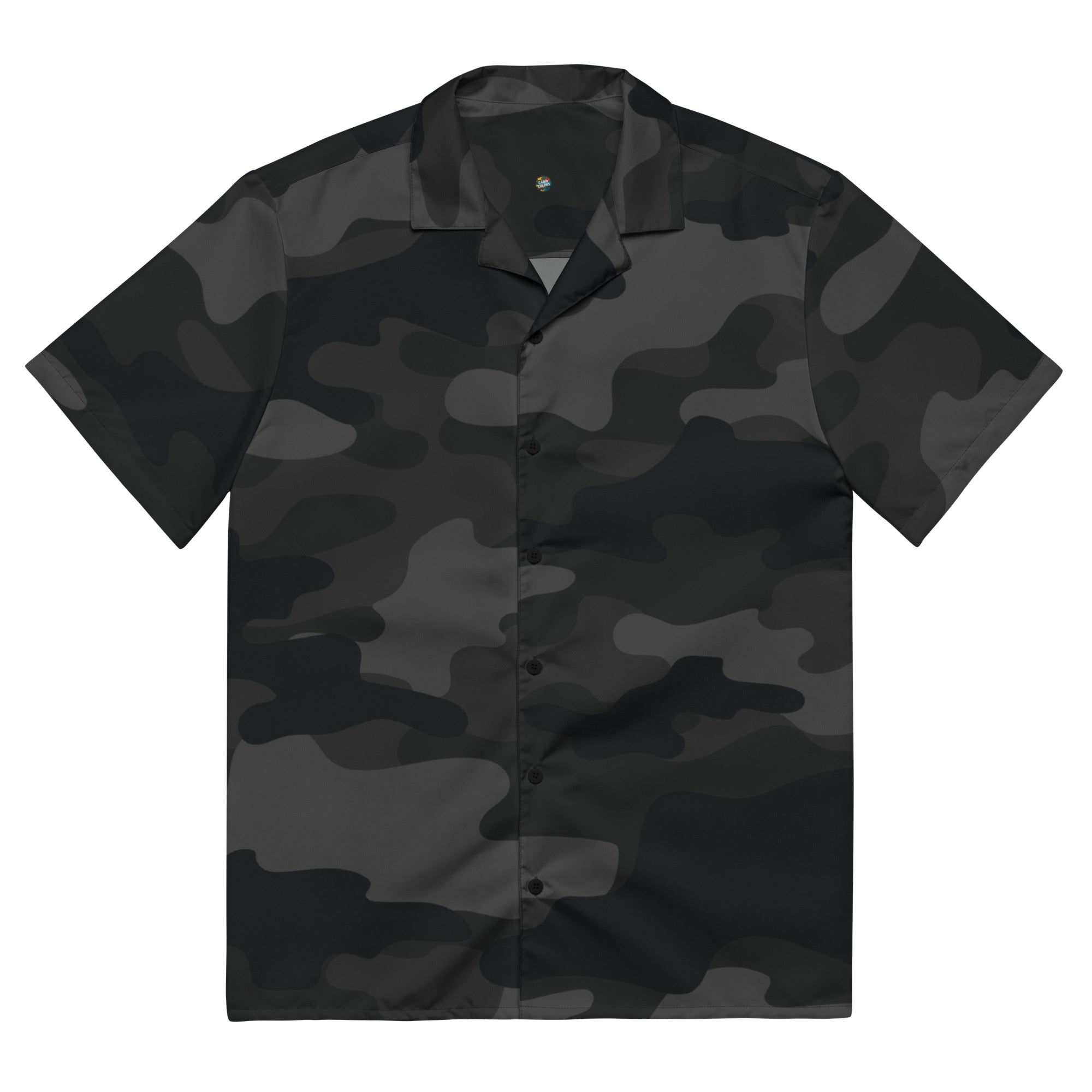 Camo Button Up Shirt | OVERSIZED FIT | Black Camouflage Camo Colors
