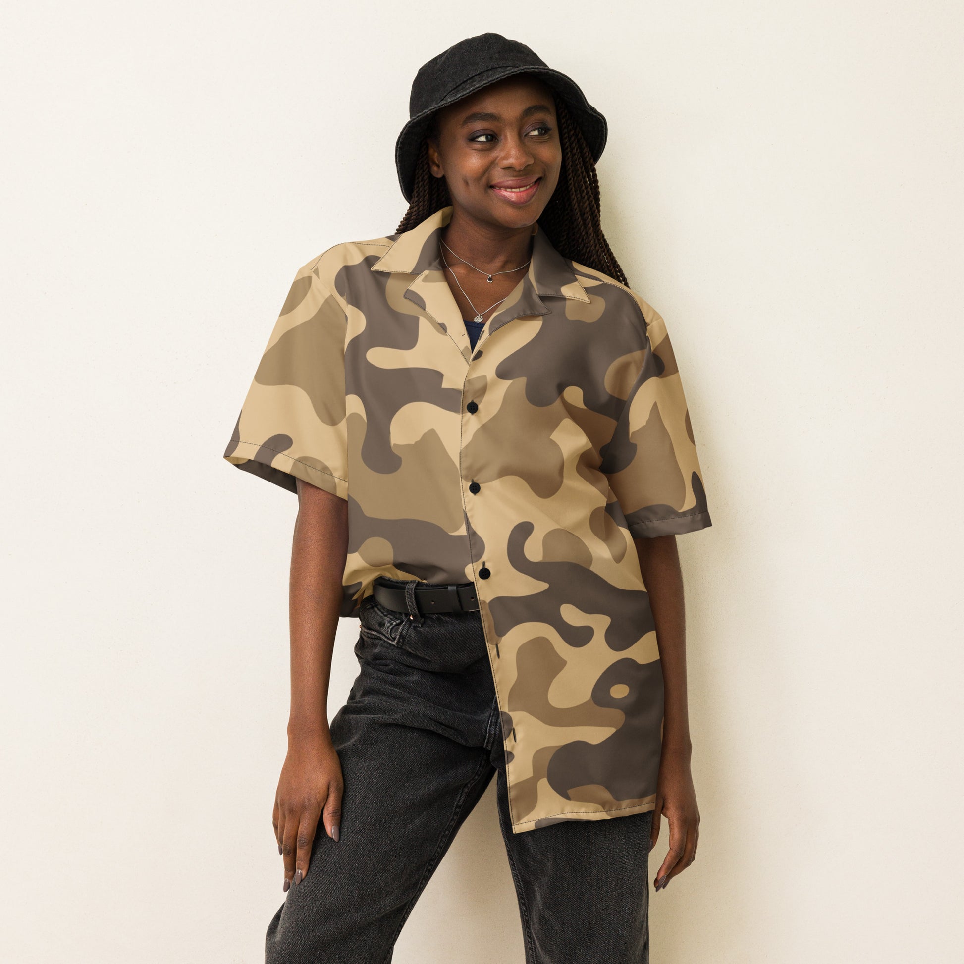 Camo Button Up Shirt | OVERSIZED FIT | Khaki Camouflage Camo Colors