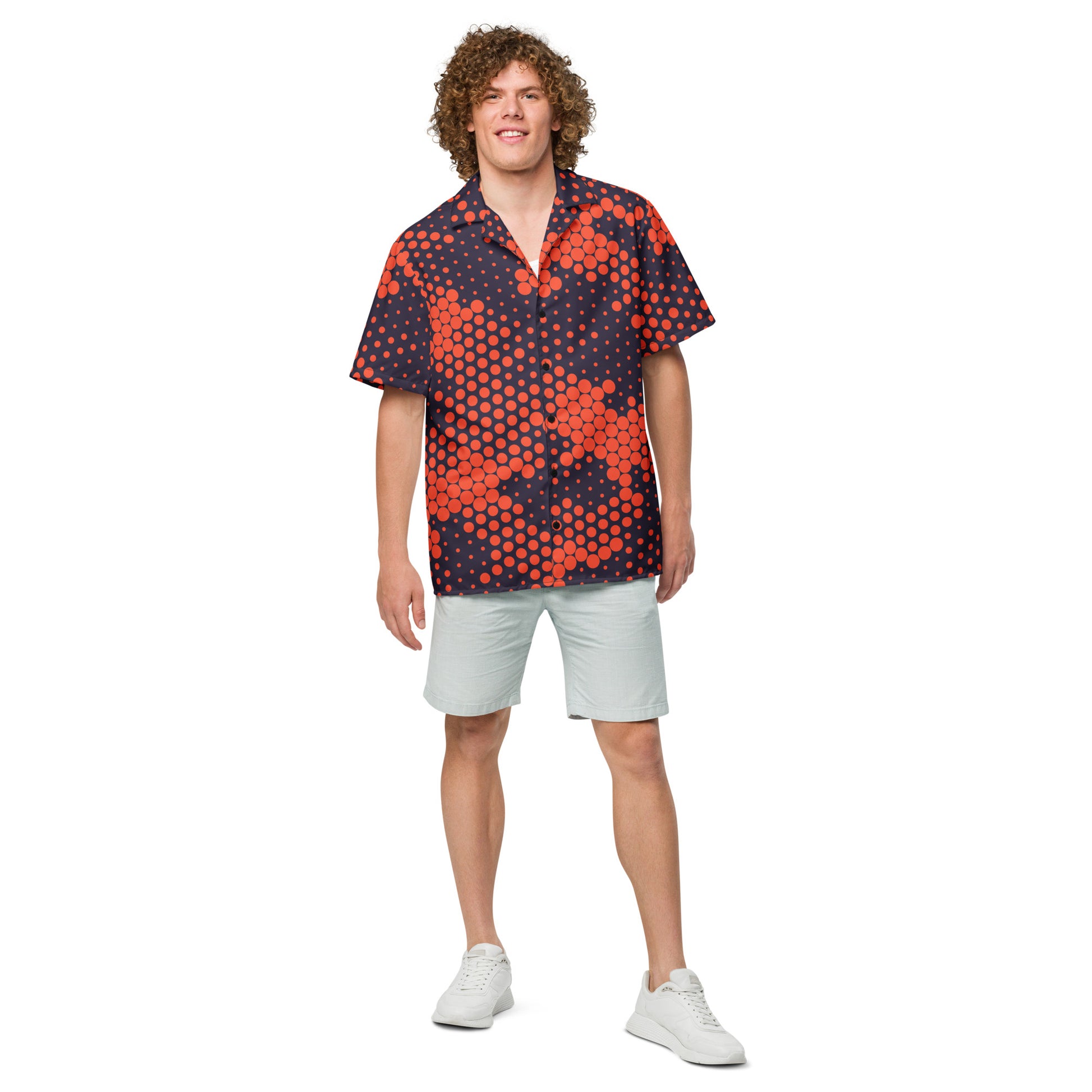 Camo Button Up Shirt | Orange & Blue Digital Camouflage Camo Colors