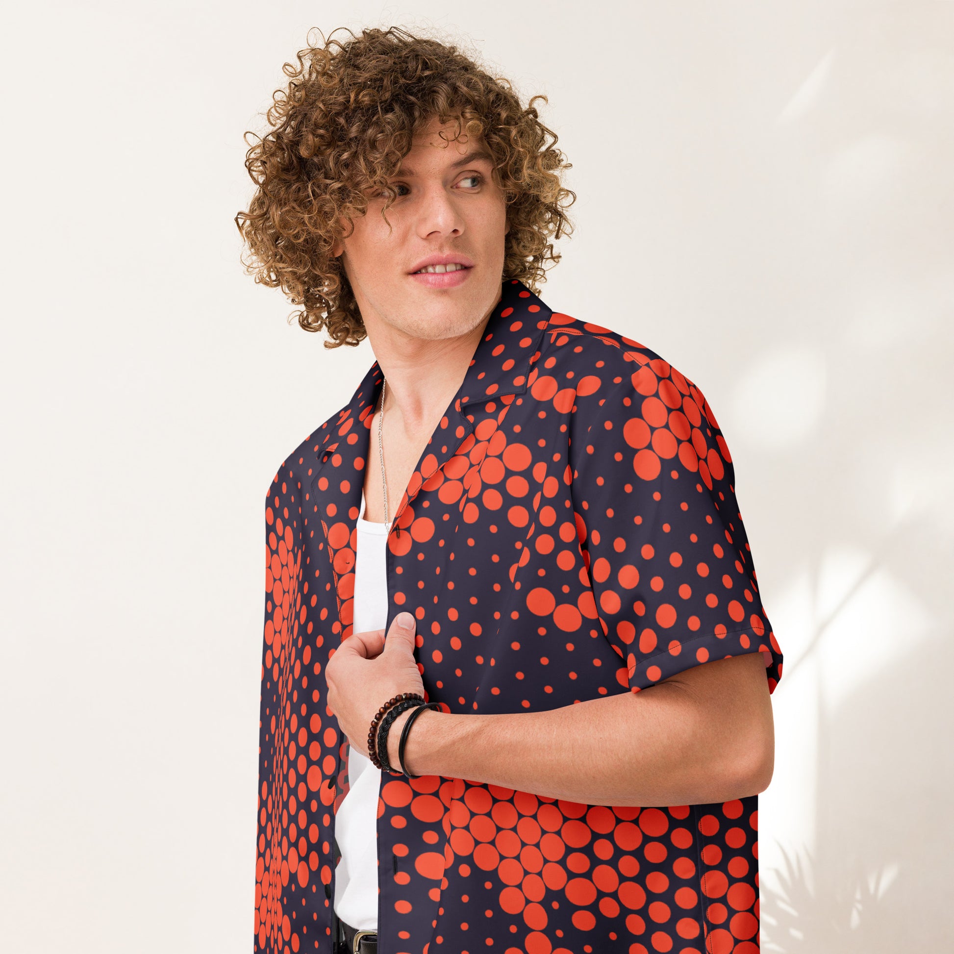 Camo Button Up Shirt | Orange & Blue Digital Camouflage Camo Colors