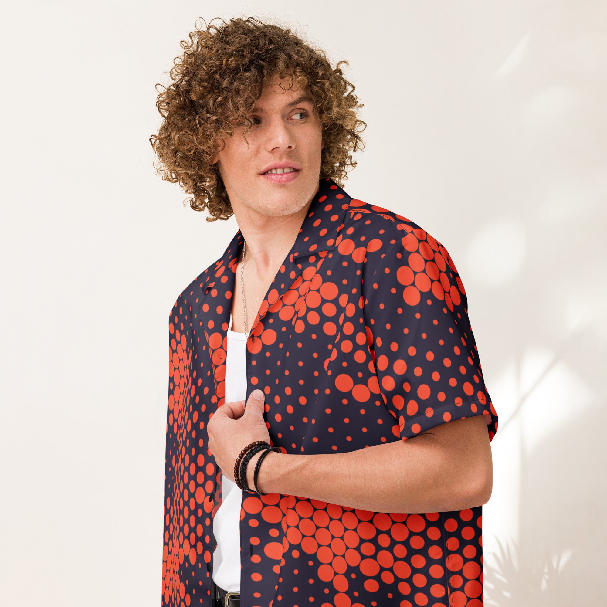 Camo Button Up Shirt | Orange & Blue Digital Camouflage Camo Colors