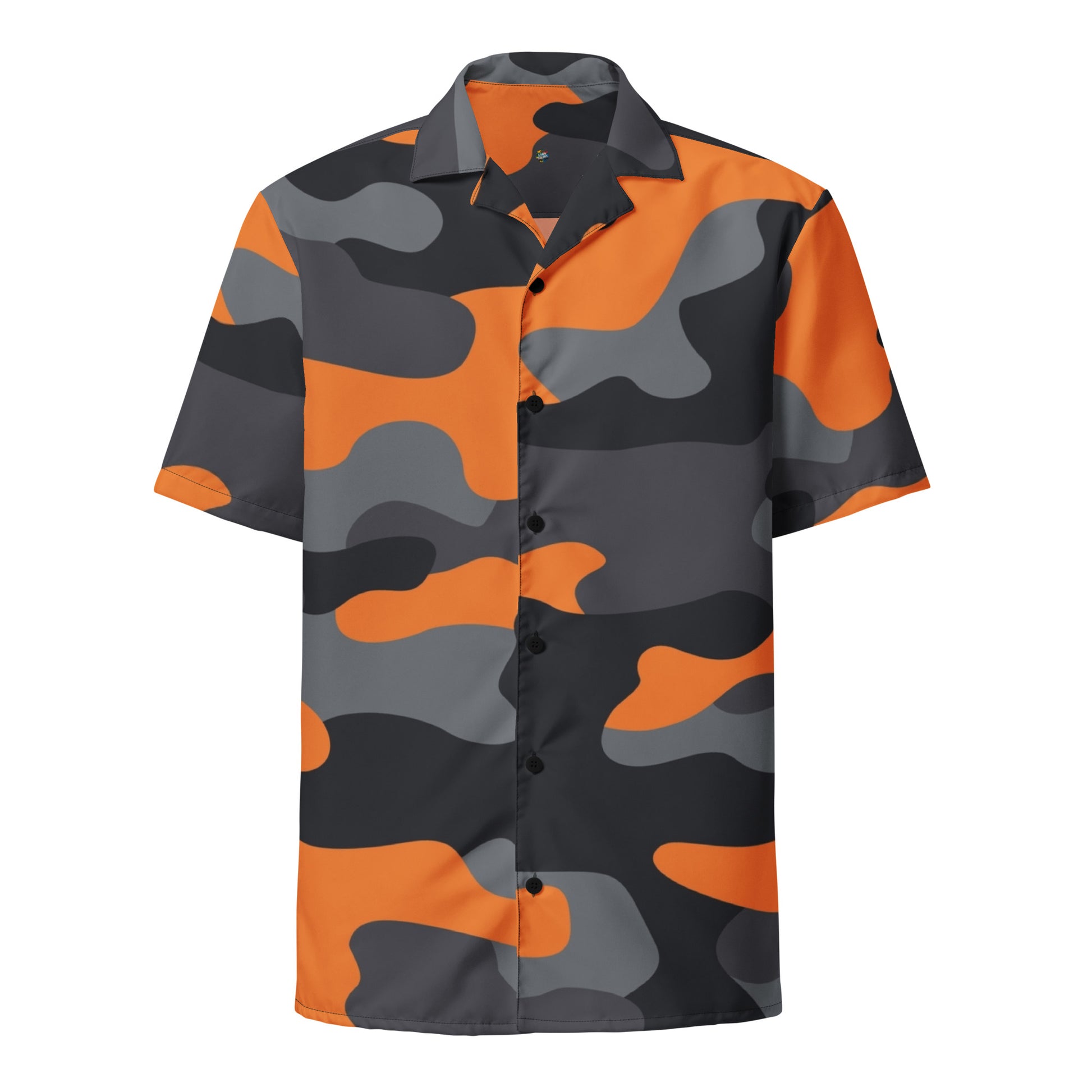Camo Button Up Shirt | Orange, Black & Gray Camouflage Camo Colors
