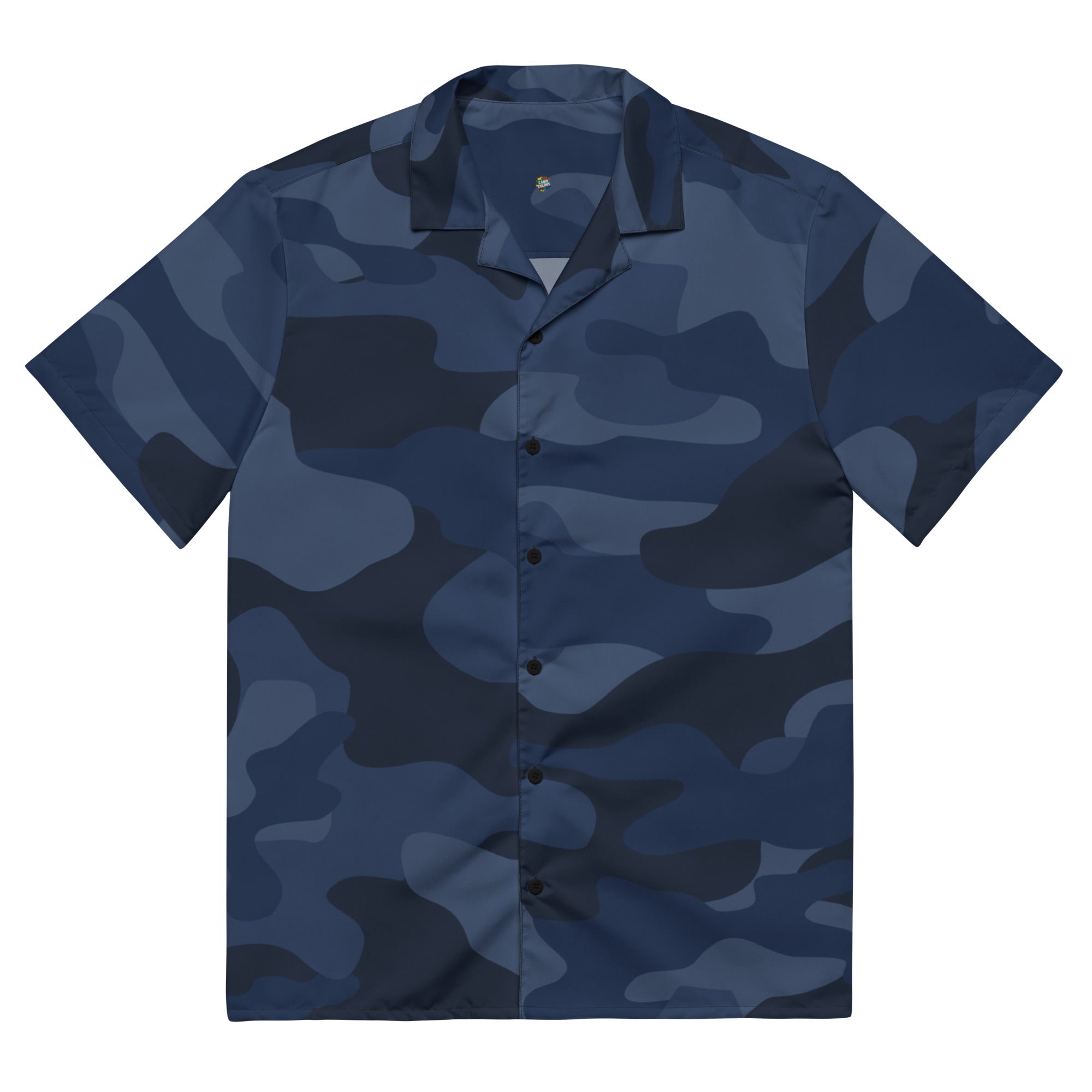 Camo Button Up Shirt | OVERSIZED FIT | Deep Blue Camouflage Camo Colors