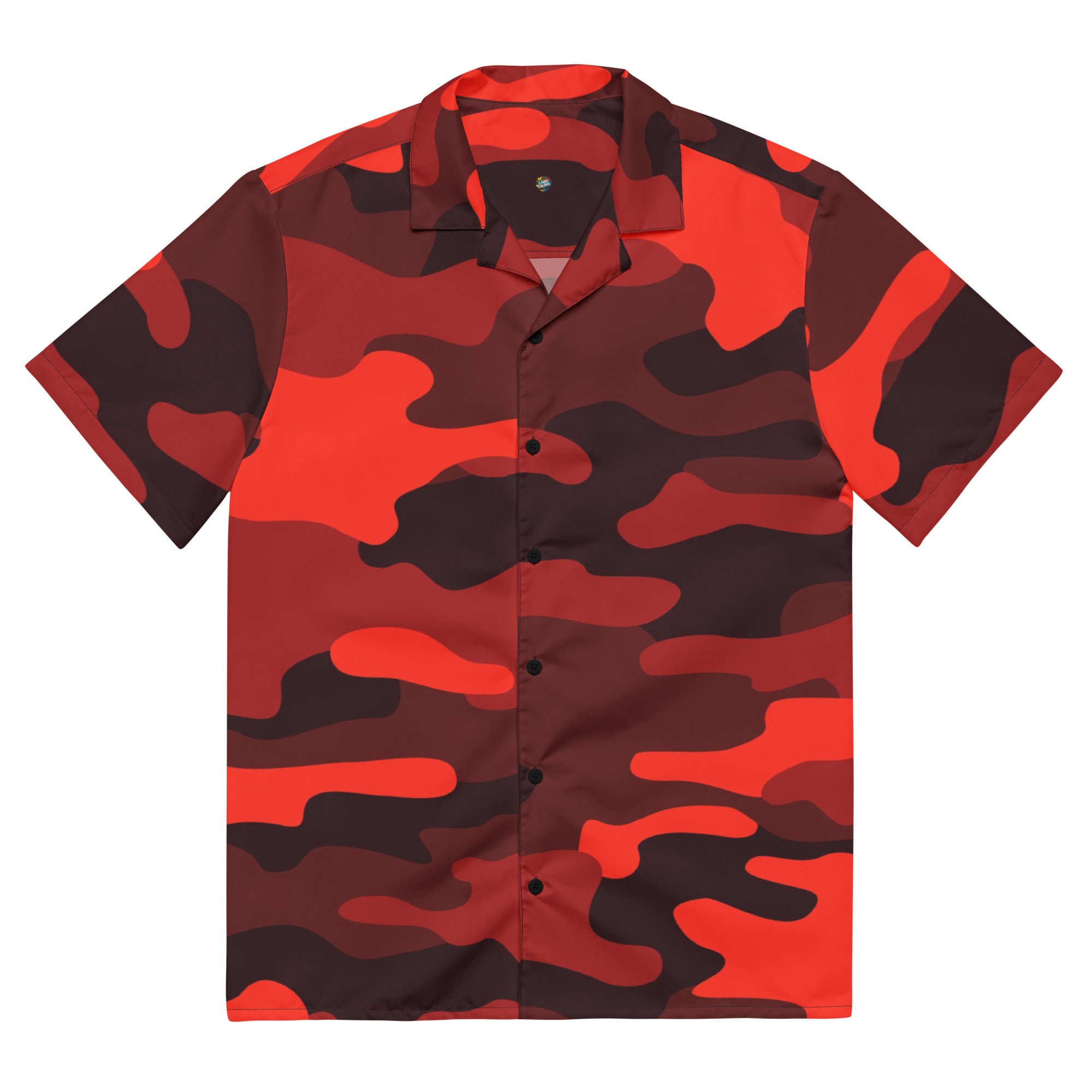 Button Up Shirt | OVERSIZED FIT | Scarlet Red & Black Camo Camo Colors