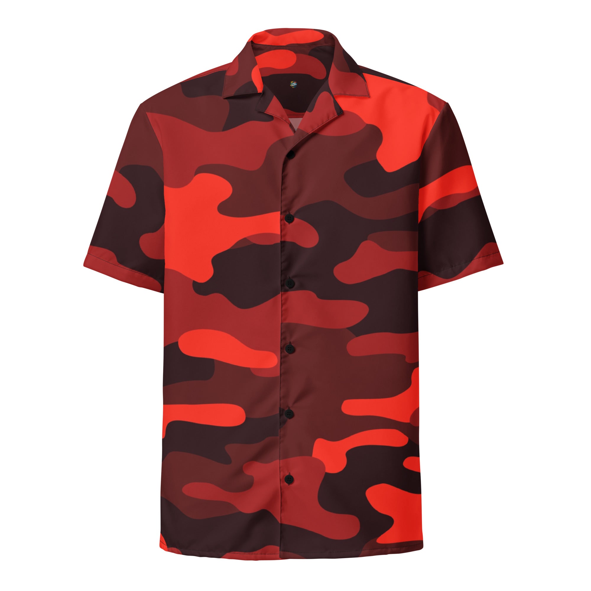 Button Up Shirt | OVERSIZED FIT | Scarlet Red & Black Camo Camo Colors