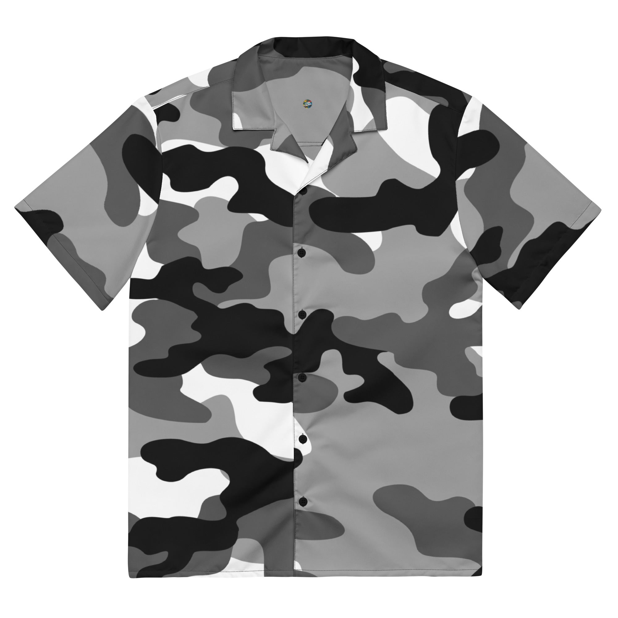 Button Up Shirt | OVERSIZED FIT | Black, White & Gray Camo Camo Colors