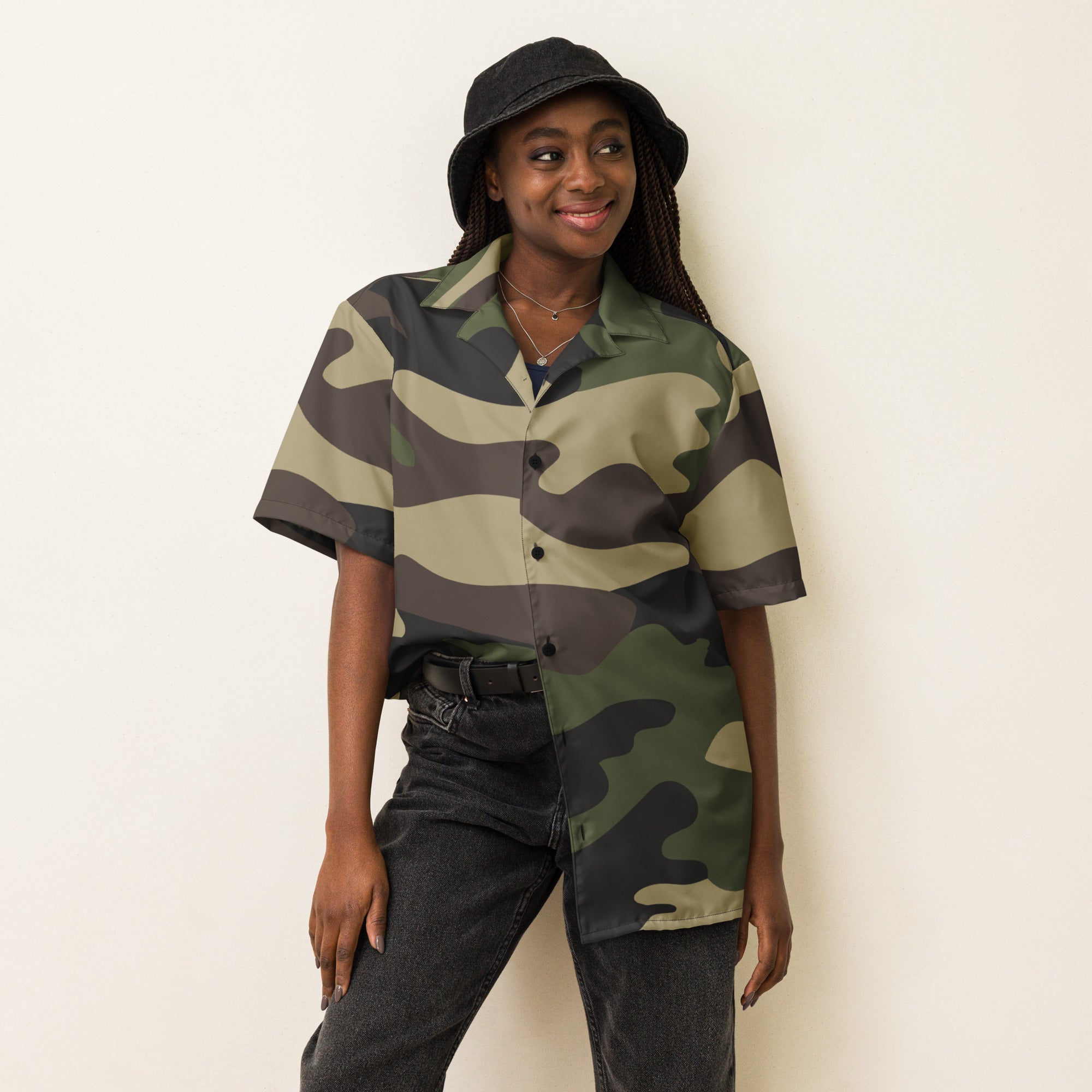 Button Up Shirt | OVERSIZED FIT | Classic Green Camouflage Camo Colors