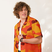 Button Up Shirt | OVERSIZED FIT | Orange & Red Camouflage Camo Colors