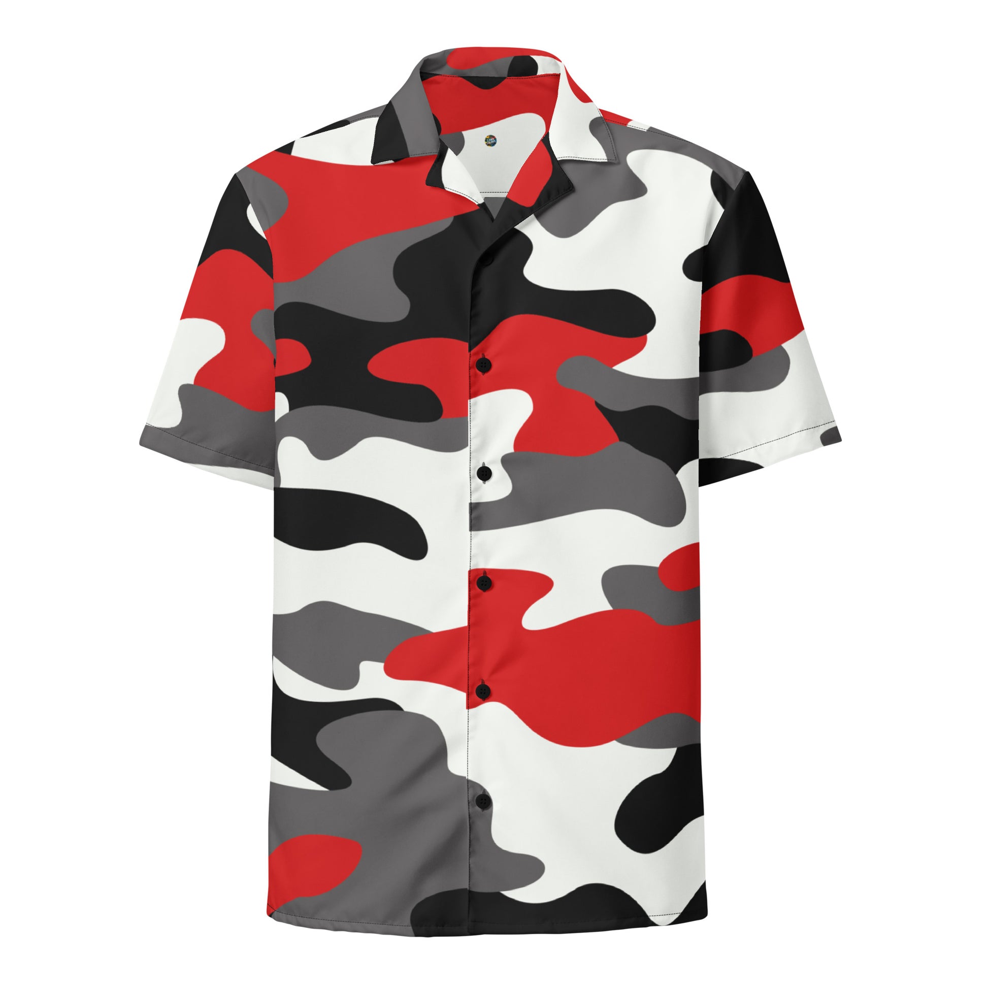 Button Up Shirt | OVERSIZED FIT | Red, Black, and White Camouflage Camo Colors