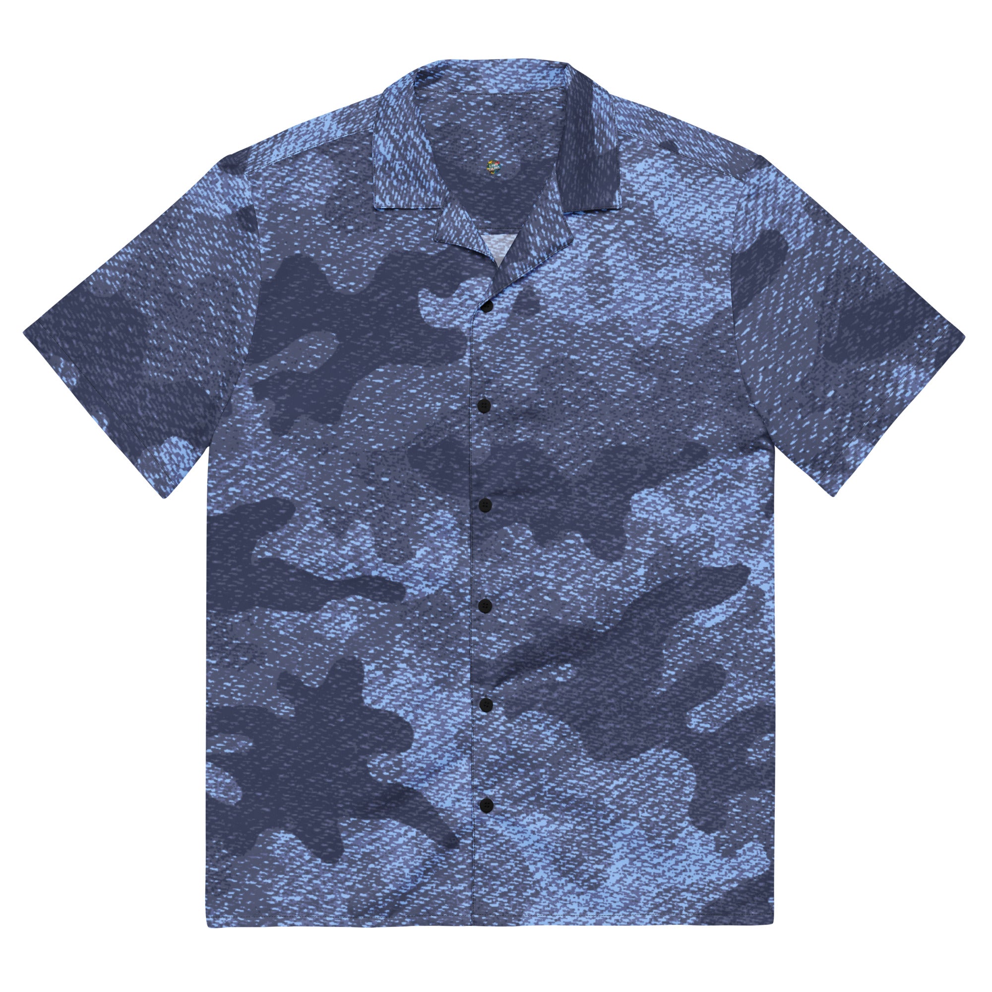 Button Up Shirt | OVERSIZED FIT | Denim Blue Camouflage Camo Colors