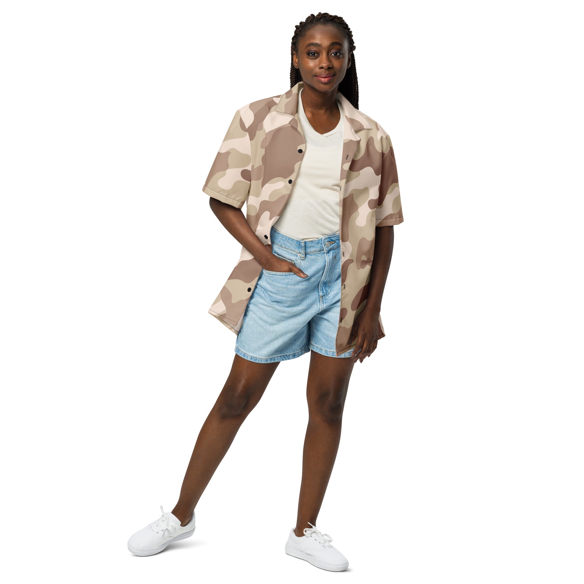 Button Up Shirt | OVERSIZED FIT | Desert Brown Camouflage Camo Colors