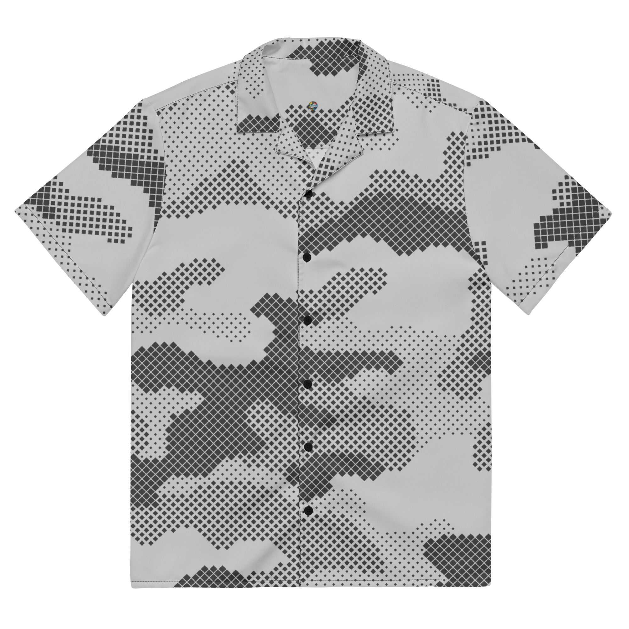 Camo Button Up Shirt | OVERSIZED FIT | Gray Digital Camouflage Camo Colors