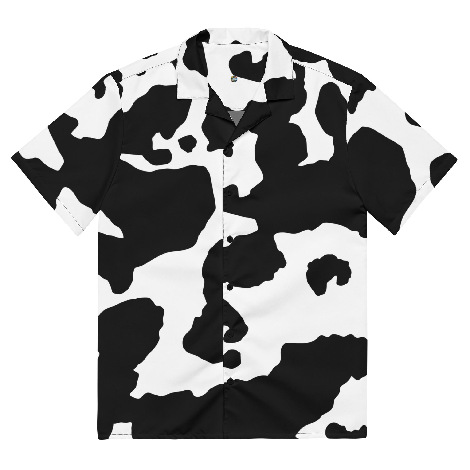 Camo Button Up Shirt | OVERSIZED FIT | Black & White Cow Print Camo Colors