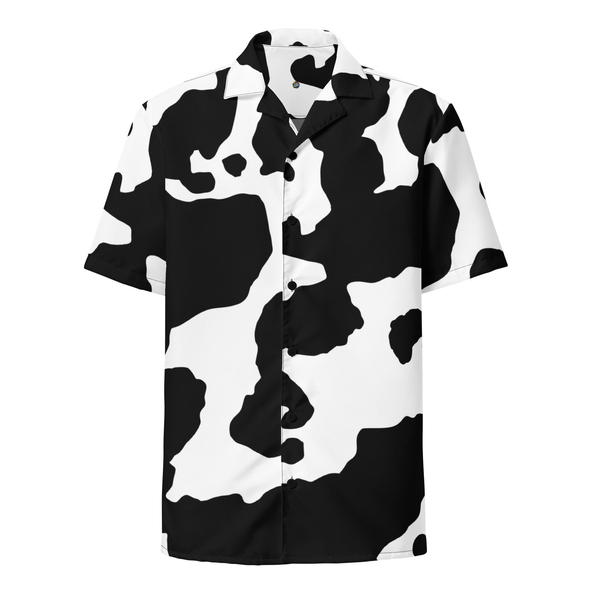 Camo Button Up Shirt | OVERSIZED FIT | Black & White Cow Print Camo Colors