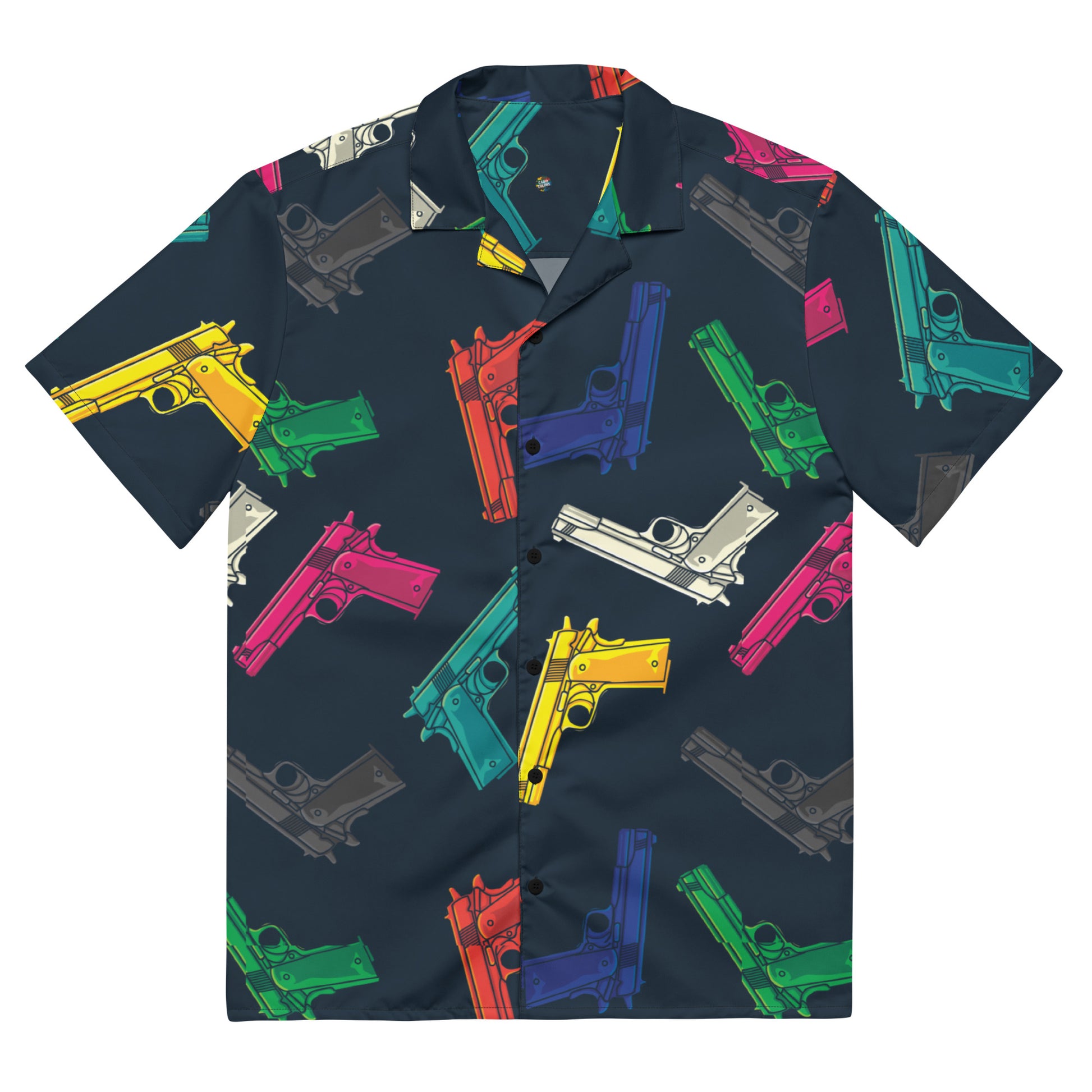 Unisex Button Shirt | Pop Guns in Black | Pop Art Series | Camo Colors