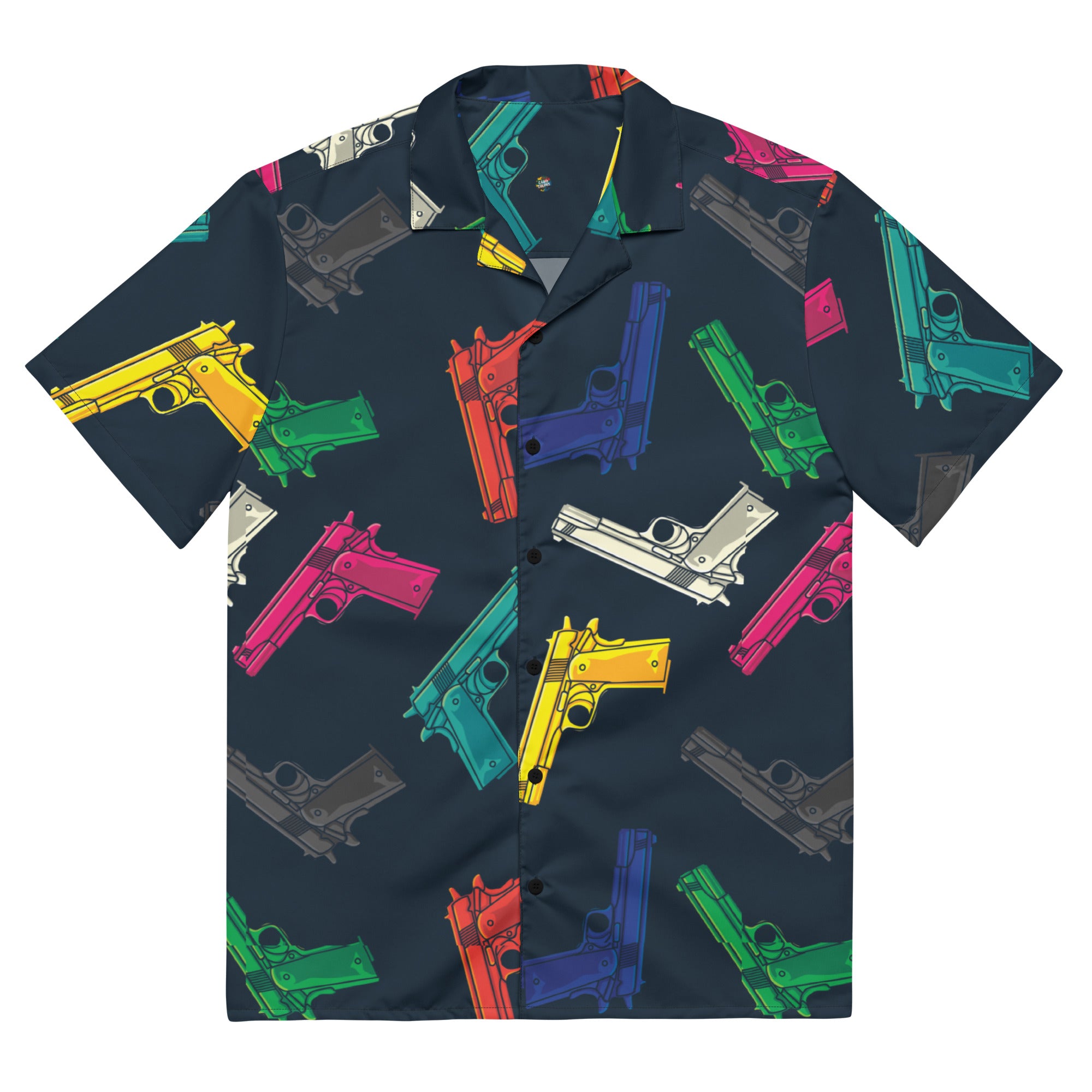 Unisex Button Shirt | Pop Guns in Black | Pop Art Series | Camo Colors