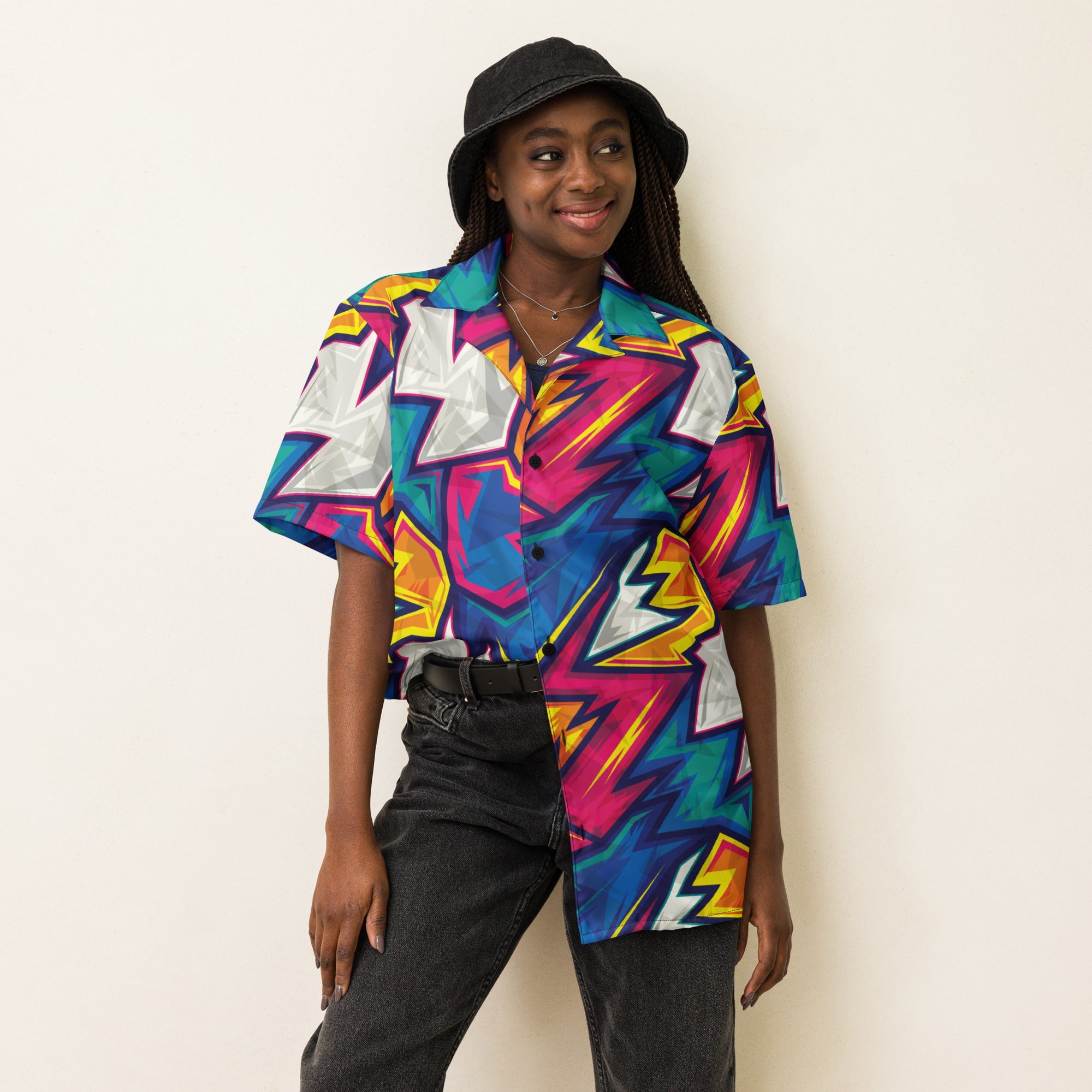 Unisex Button Shirt | Colorful Abstract | Pop Art Series | Camo Colors