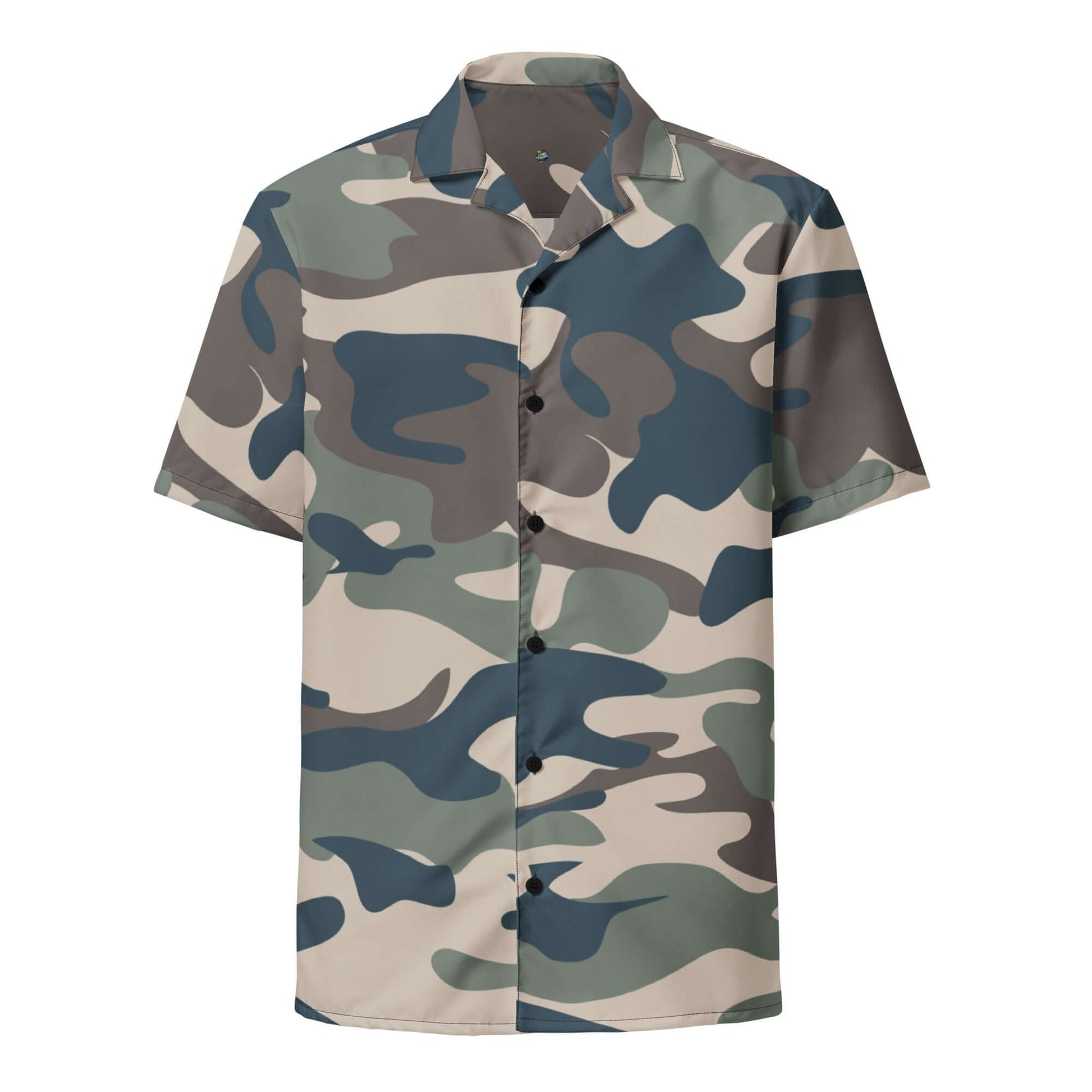 Military Camo Button-up Shirt | Khaki, Charcoal and Brown | Camo Colors
