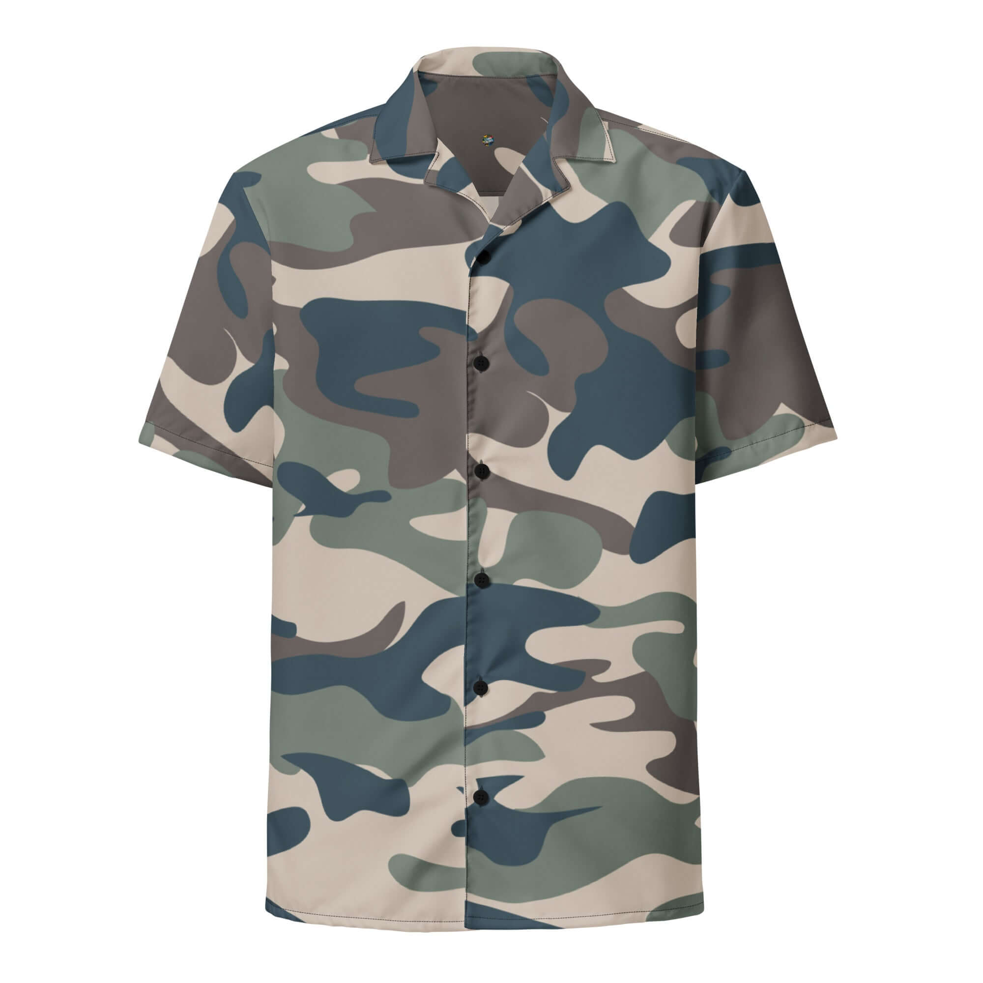 Military Camo Button-up Shirt | Khaki, Charcoal and Brown | Camo Colors