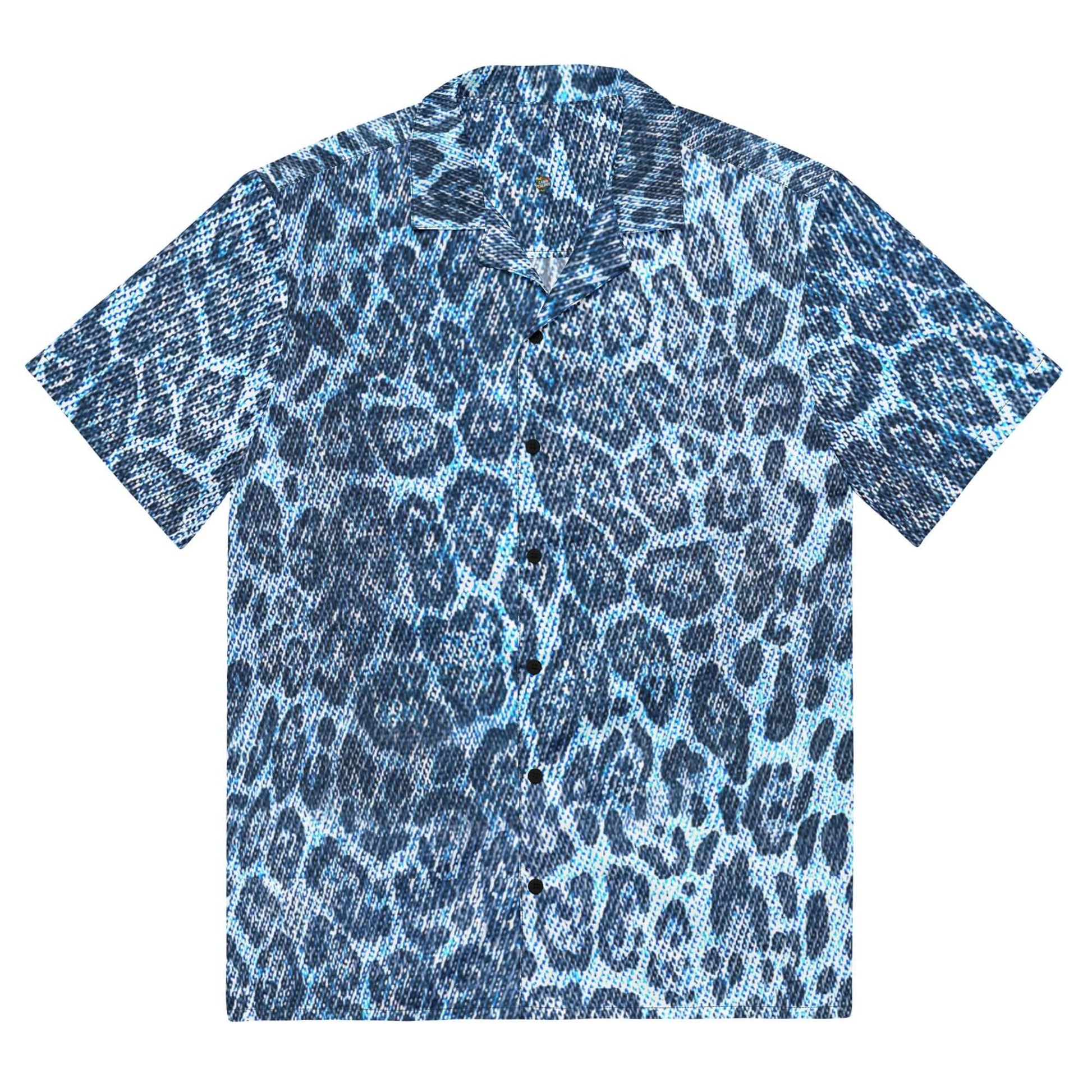 Leopard Print Button-up shirt in Blue Denim-Style | Camo Colors