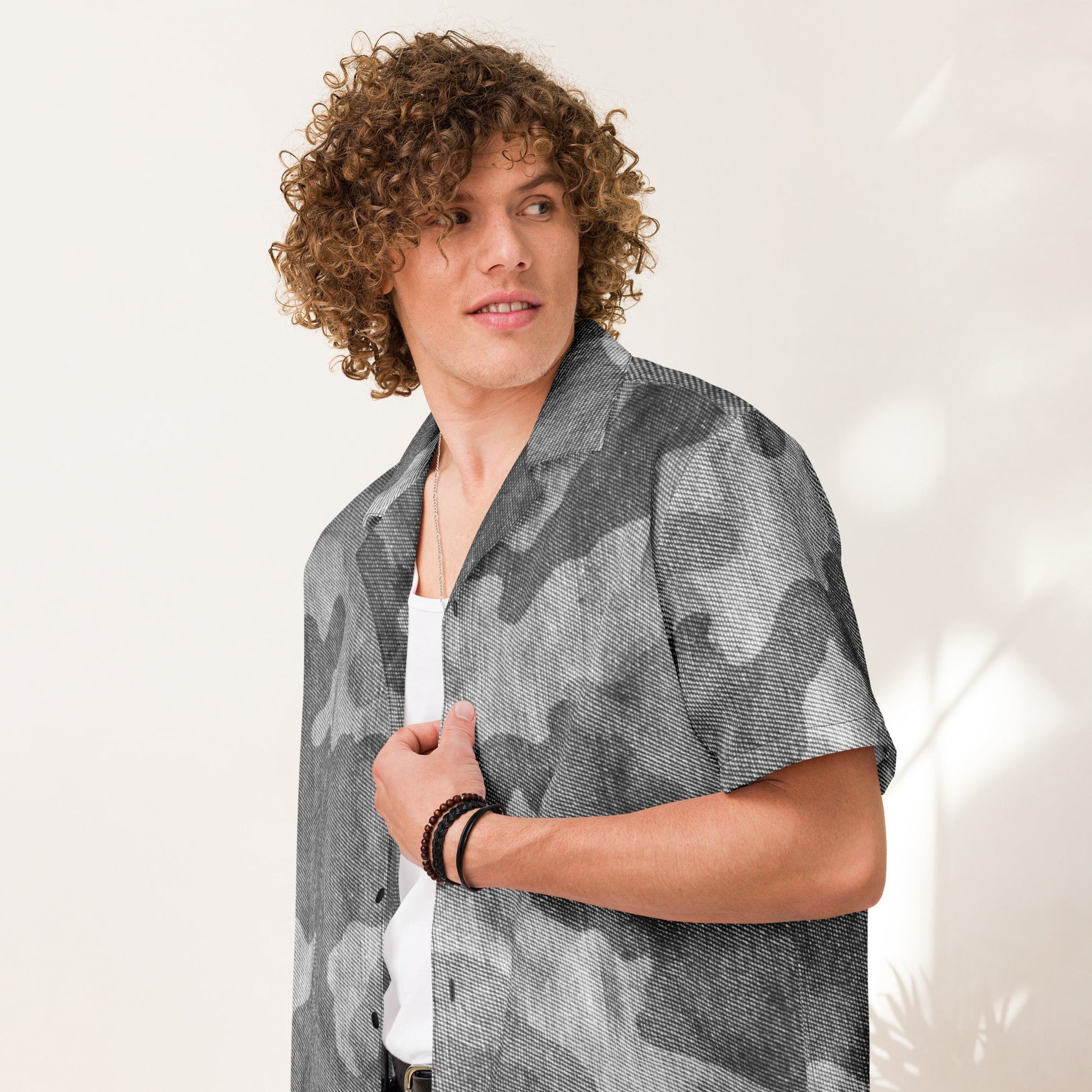 Monochrome Camo Button-Up Shirt | Cloth Pattern | Camo Colors