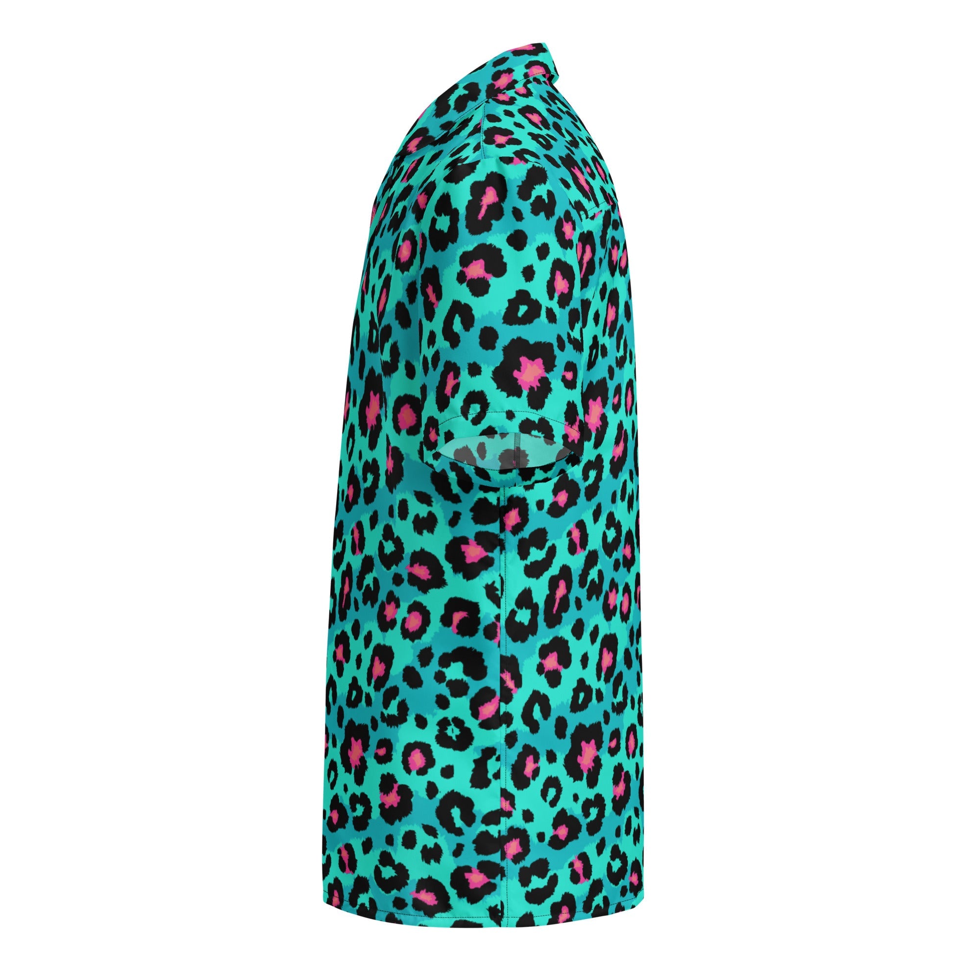 Button Shirt In Turquoise, Candy Pink & Black Leopard Print | Camo Colors
