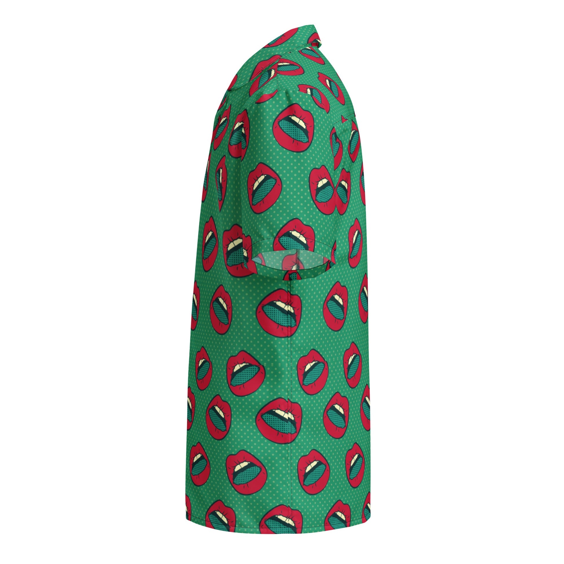 Button Shirt | Red Lips Print | Pop Art Series | Camo Colors