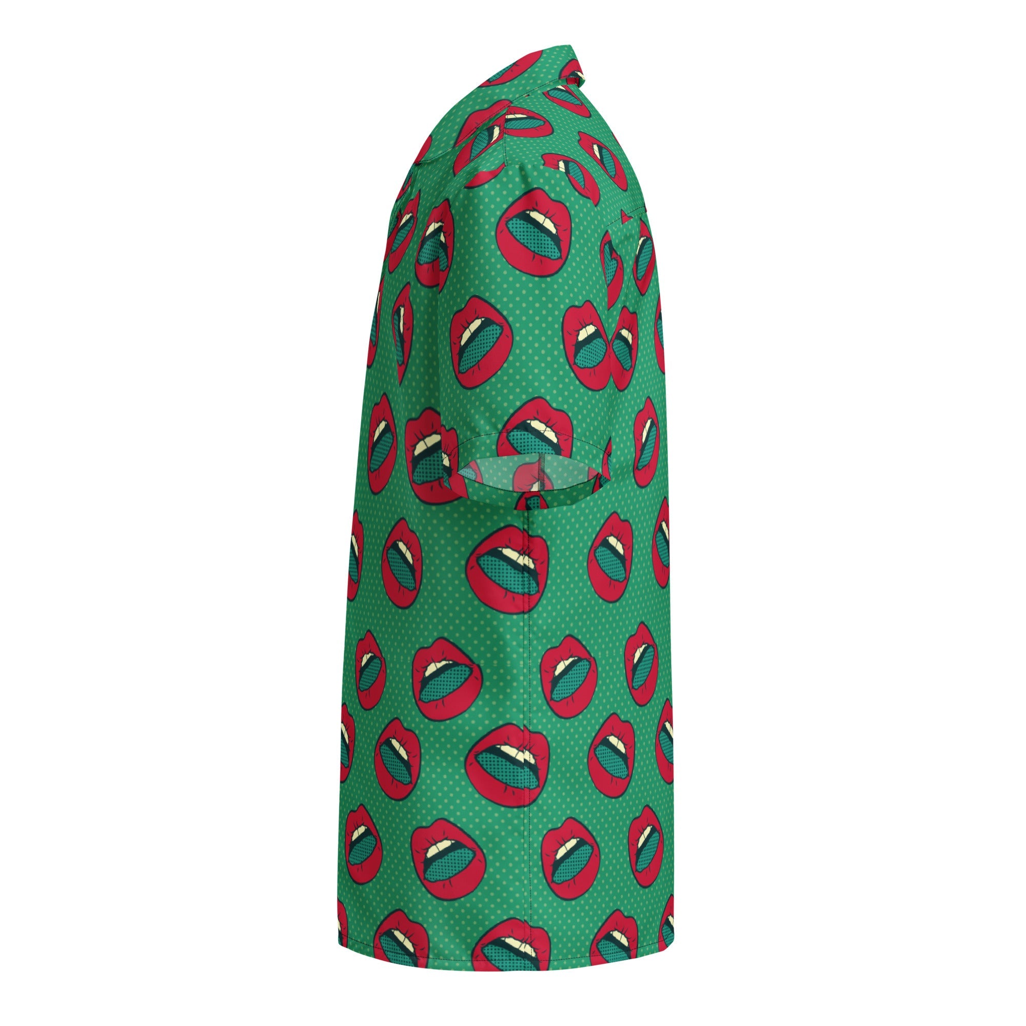 Button Shirt | Red Lips Print | Pop Art Series | Camo Colors