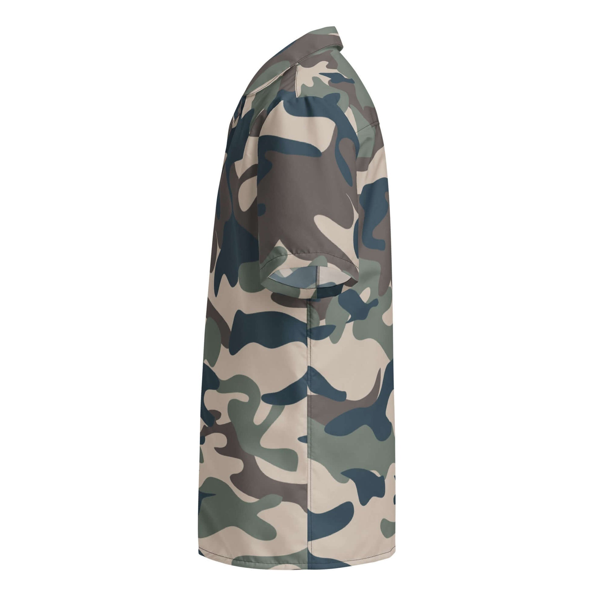 Military Camo Button-up Shirt | Khaki, Charcoal and Brown | Camo Colors