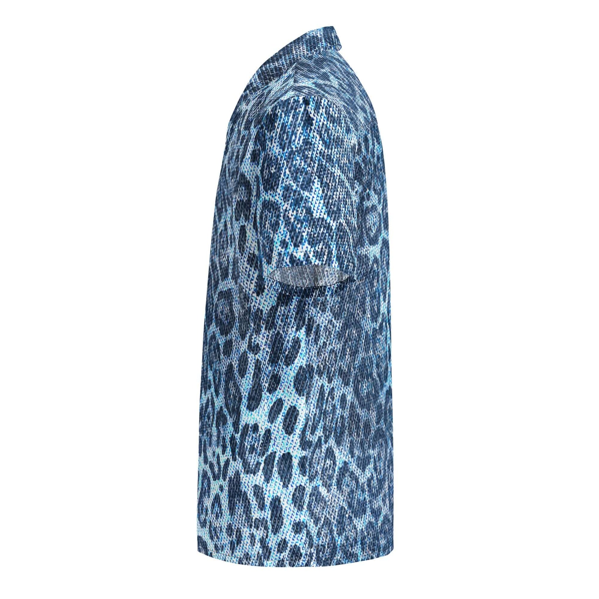 Leopard Print Button-up shirt in Blue Denim-Style | Camo Colors