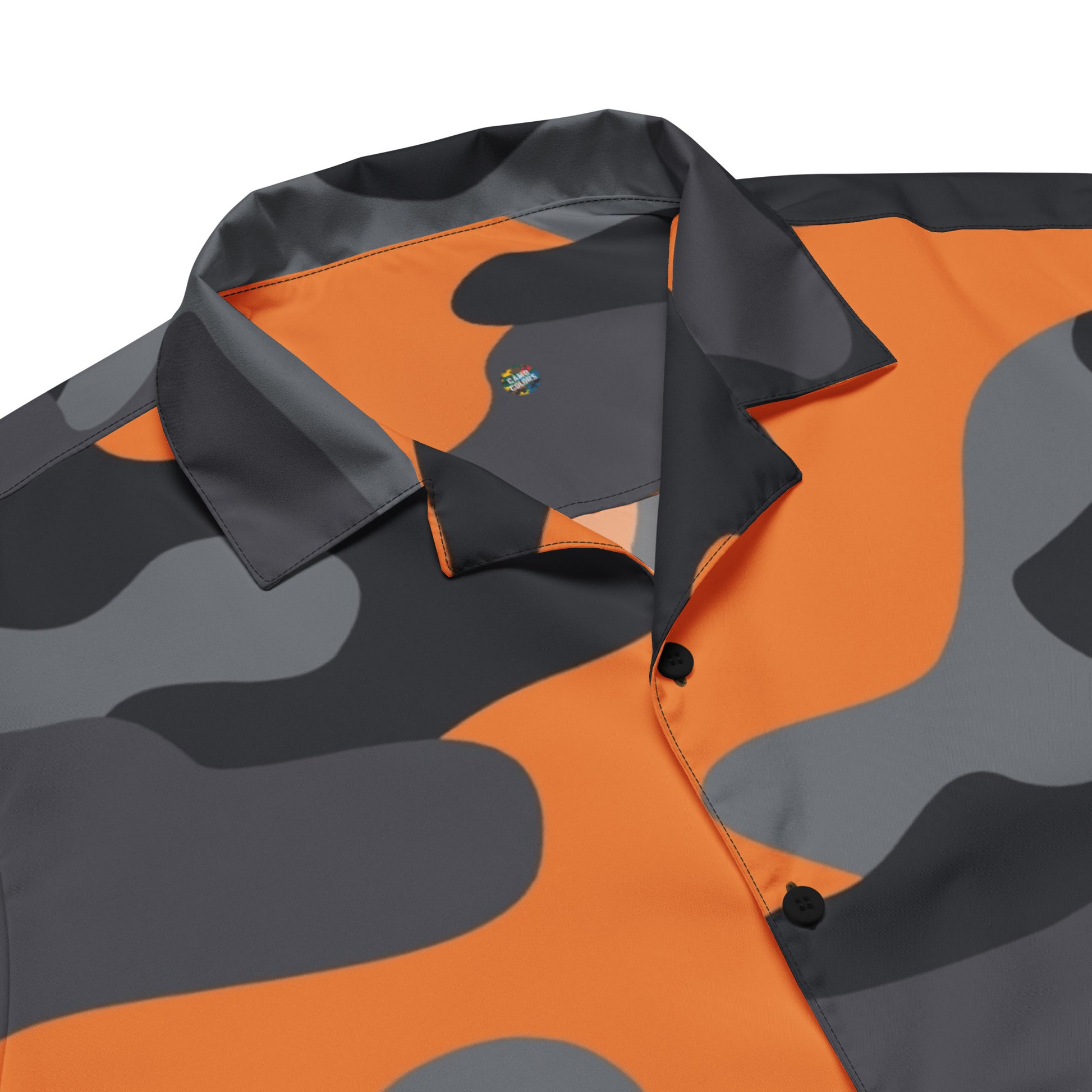 Camo Button Up Shirt | Orange, Black & Gray Camouflage Camo Colors