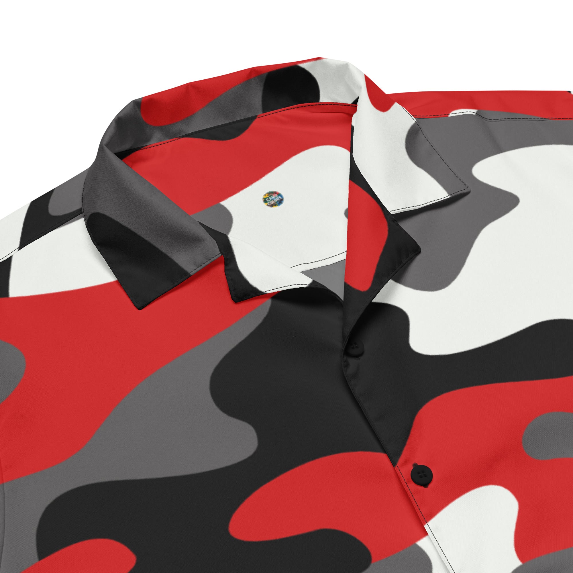 Button Up Shirt | OVERSIZED FIT | Red, Black, and White Camouflage Camo Colors