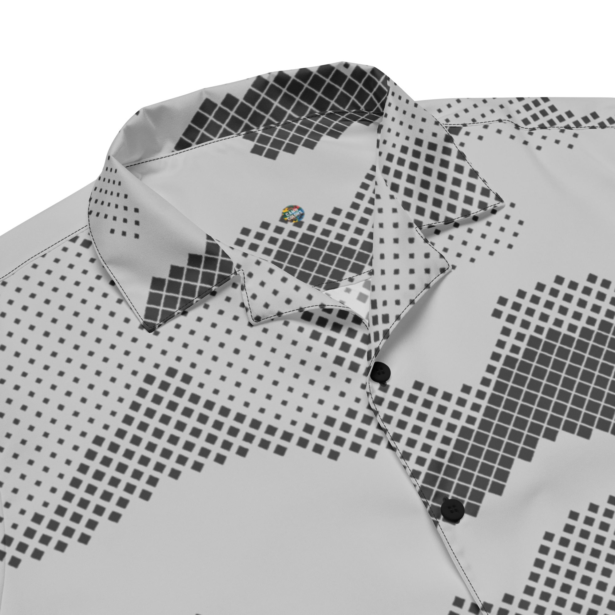 Camo Button Up Shirt | OVERSIZED FIT | Gray Digital Camouflage Camo Colors