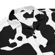 Camo Button Up Shirt | OVERSIZED FIT | Black & White Cow Print Camo Colors
