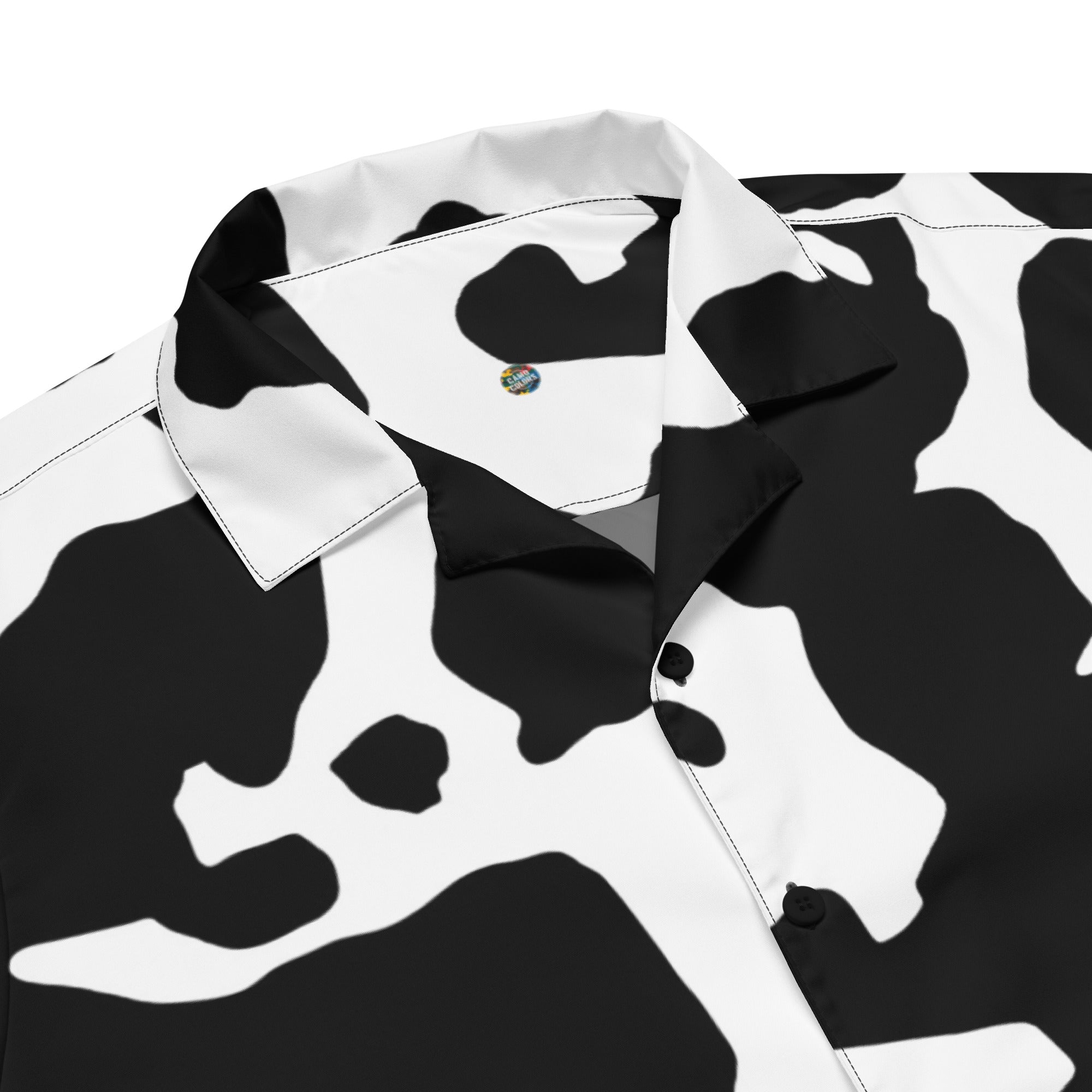 Camo Button Up Shirt | OVERSIZED FIT | Black & White Cow Print Camo Colors