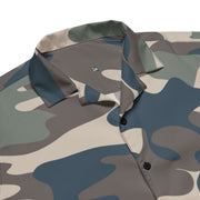 Military Camo Button-up Shirt | Khaki, Charcoal and Brown | Camo Colors