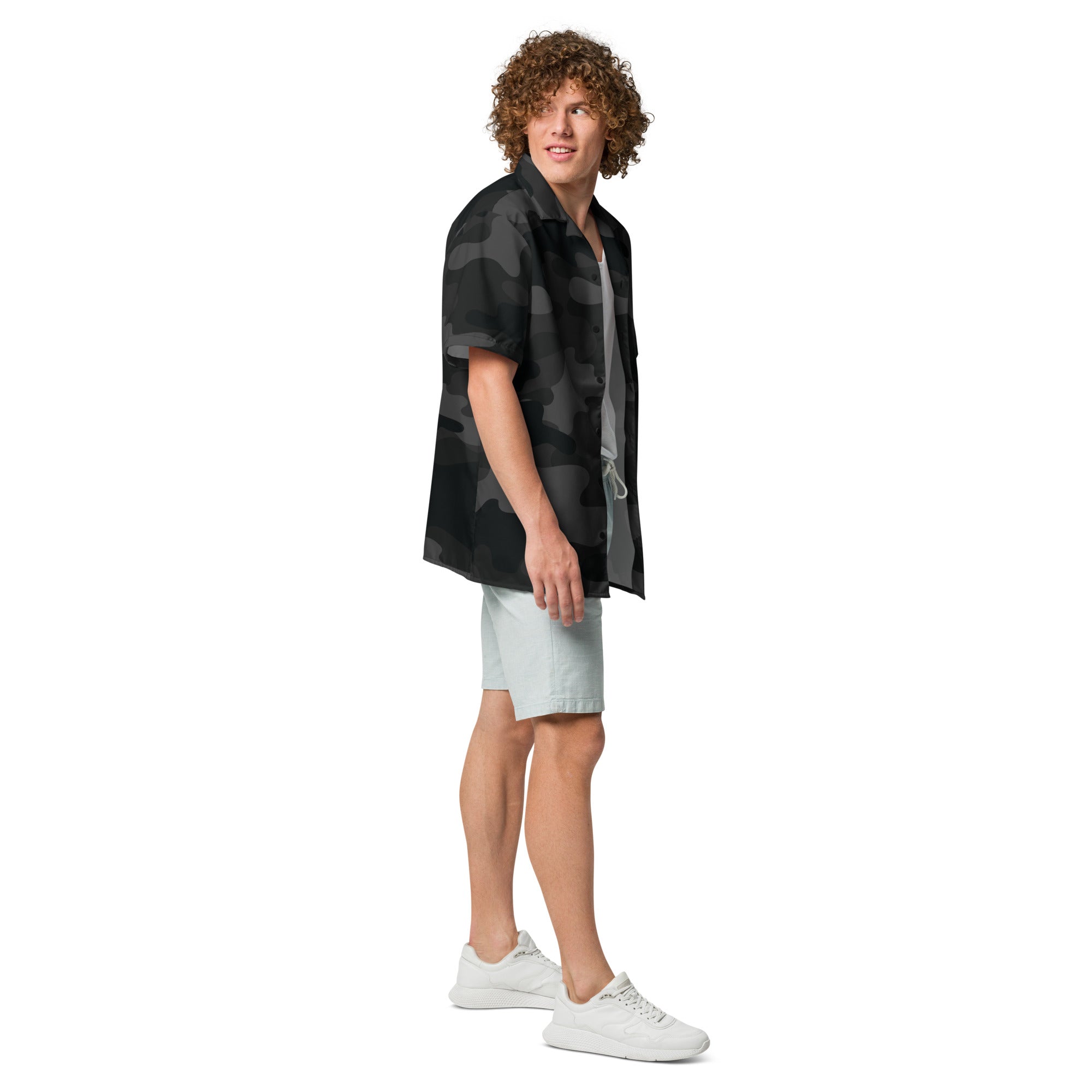 Camo Button Up Shirt | OVERSIZED FIT | Black Camouflage Camo Colors