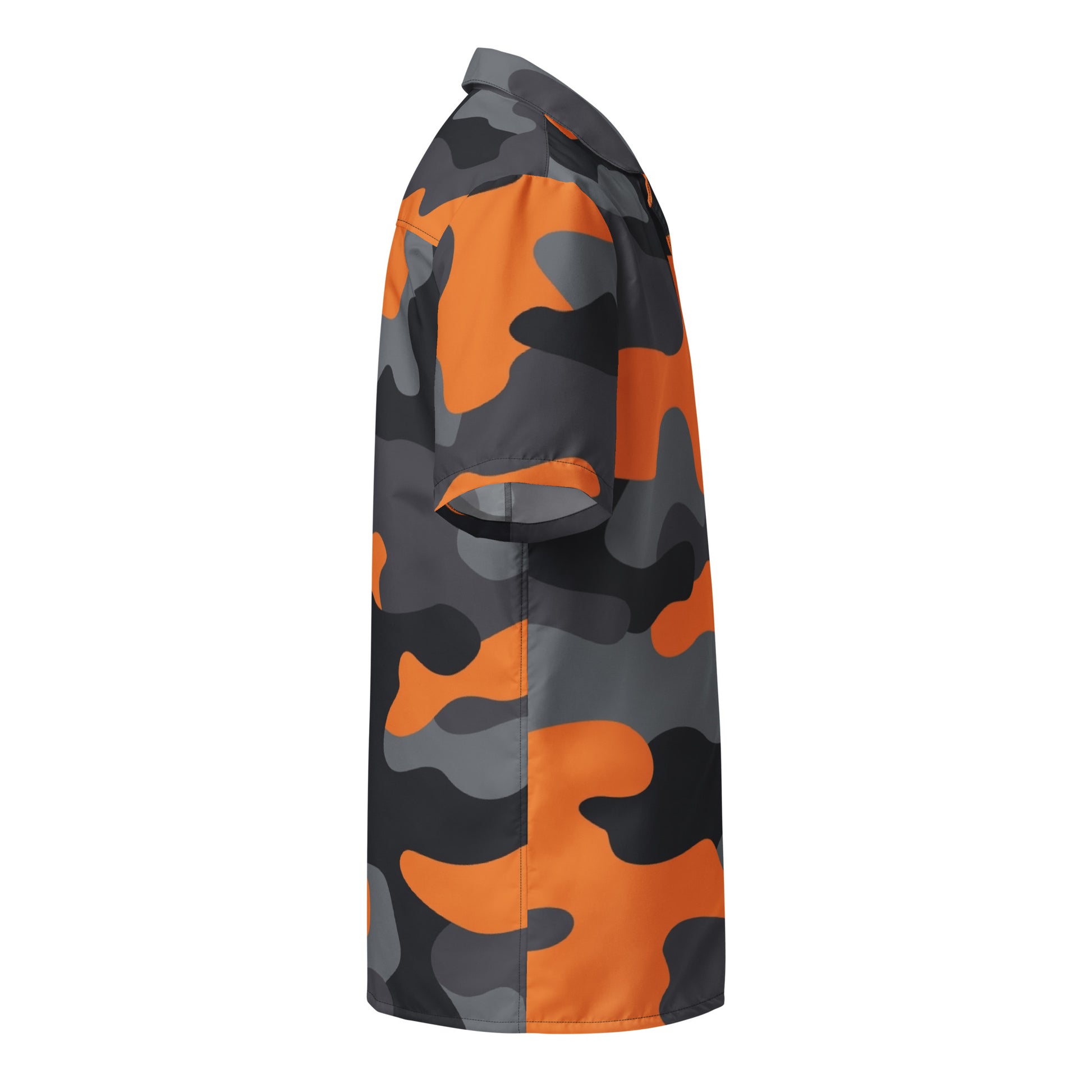 Camo Button Up Shirt | Orange, Black & Gray Camouflage Camo Colors