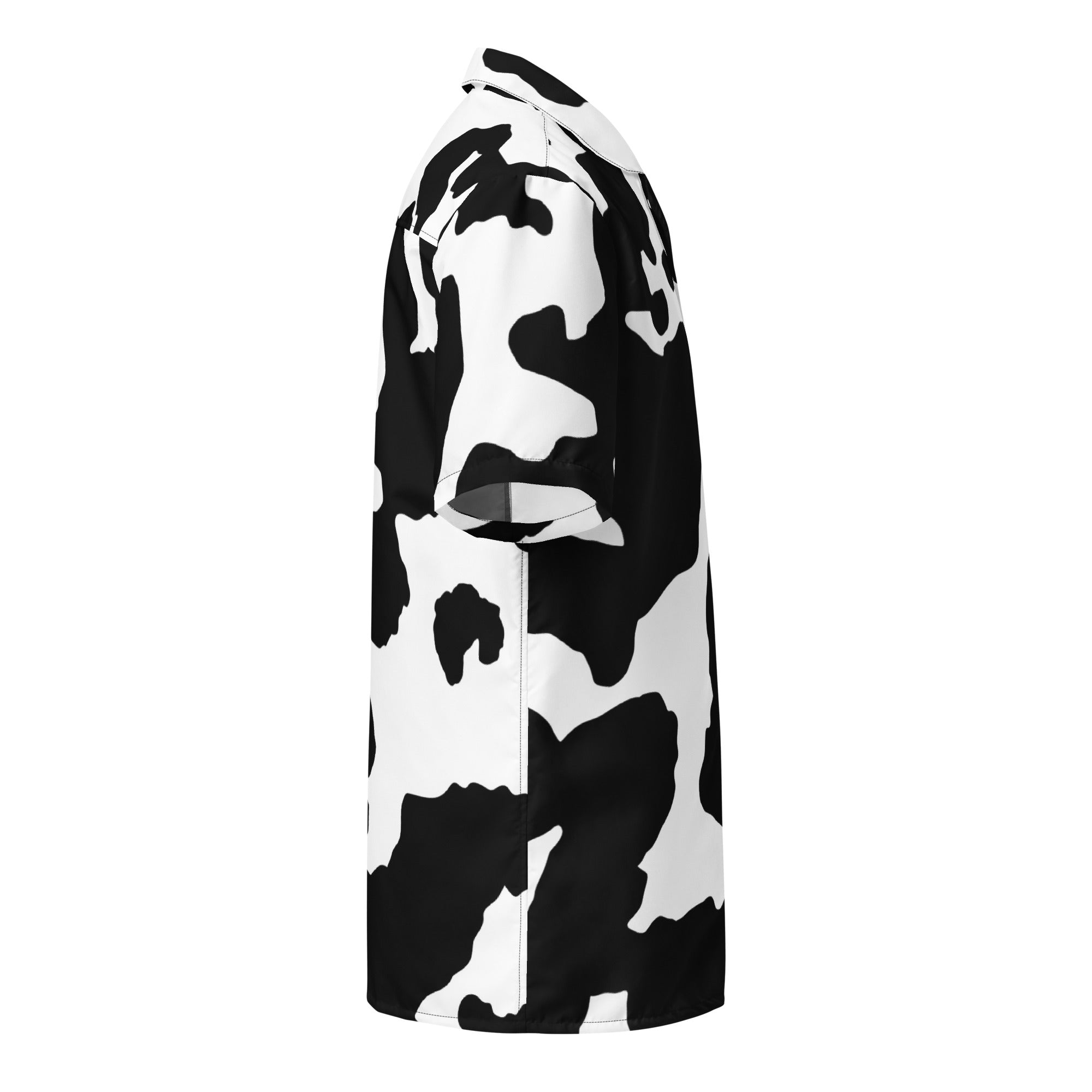 Camo Button Up Shirt | OVERSIZED FIT | Black & White Cow Print Camo Colors