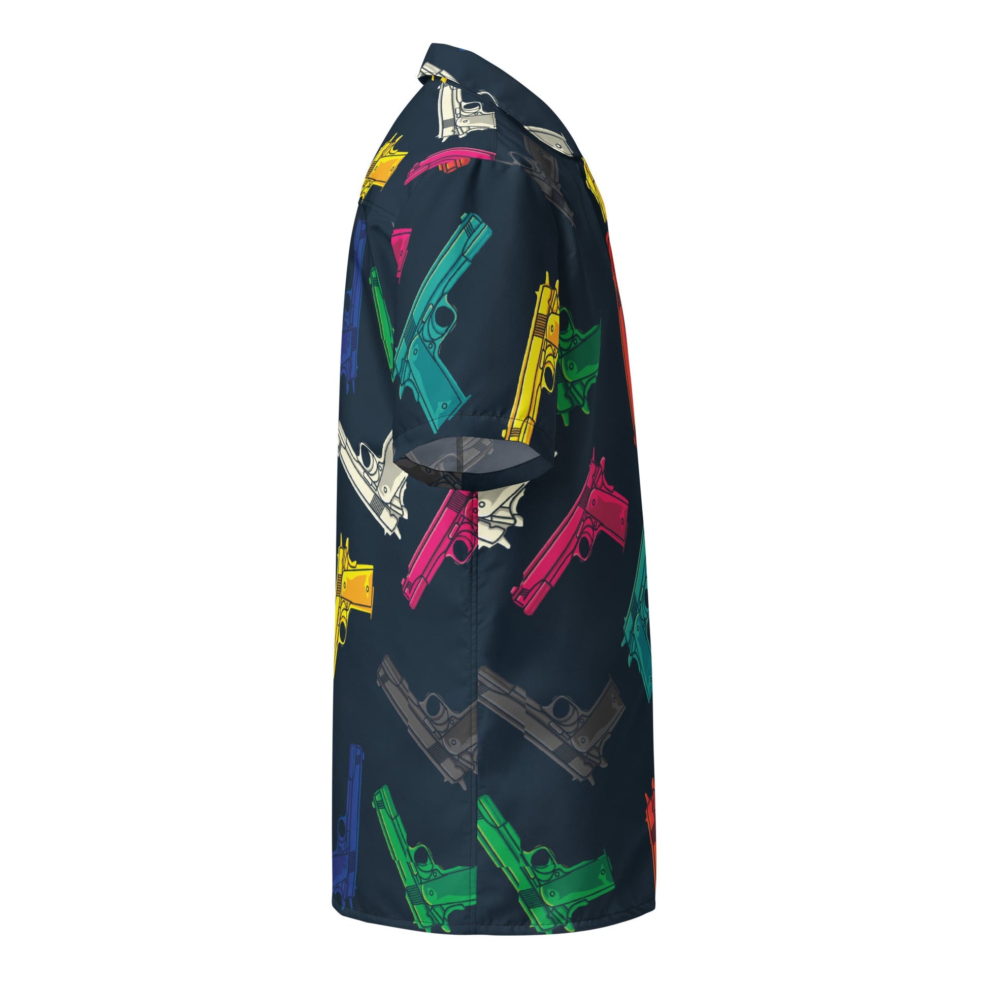 Unisex Button Shirt | Pop Guns in Black | Pop Art Series | Camo Colors