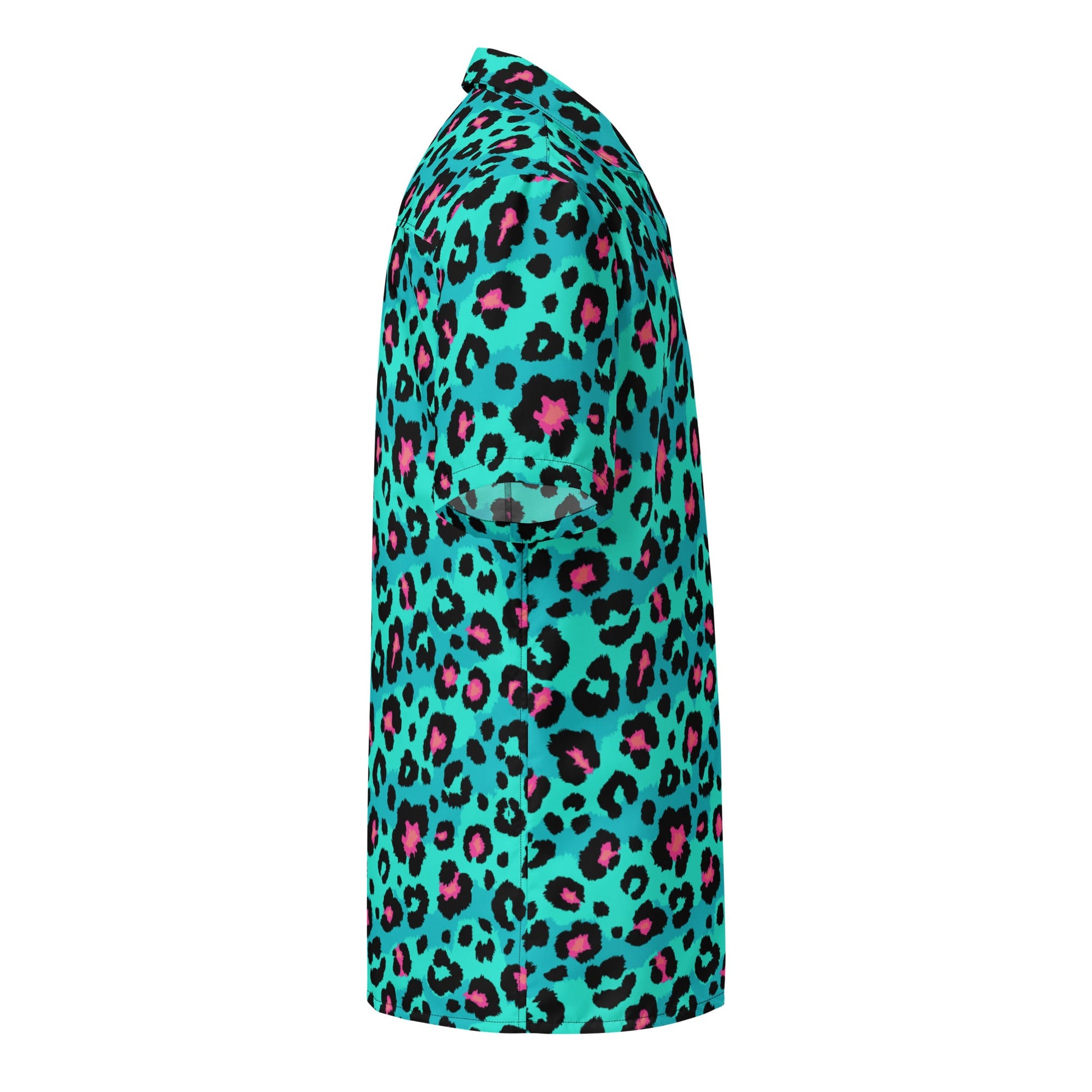 Button Shirt In Turquoise, Candy Pink & Black Leopard Print | Camo Colors