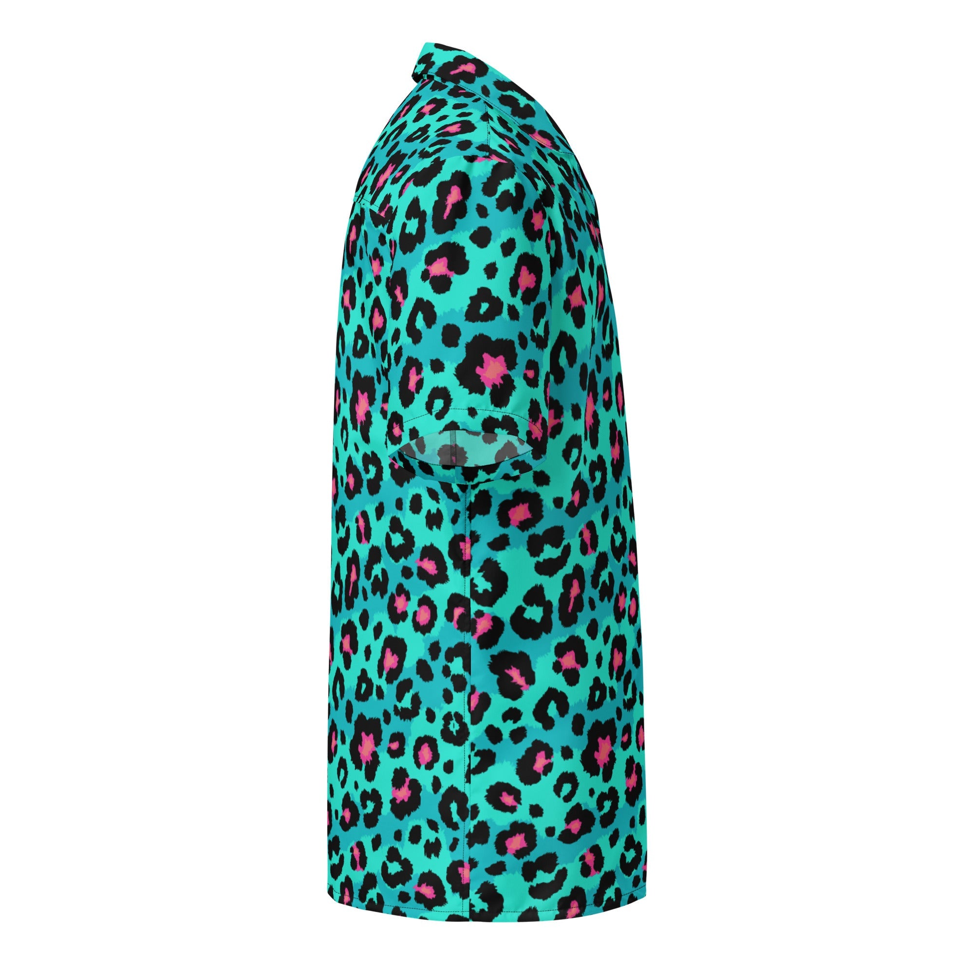 Button Shirt In Turquoise, Candy Pink & Black Leopard Print | Camo Colors