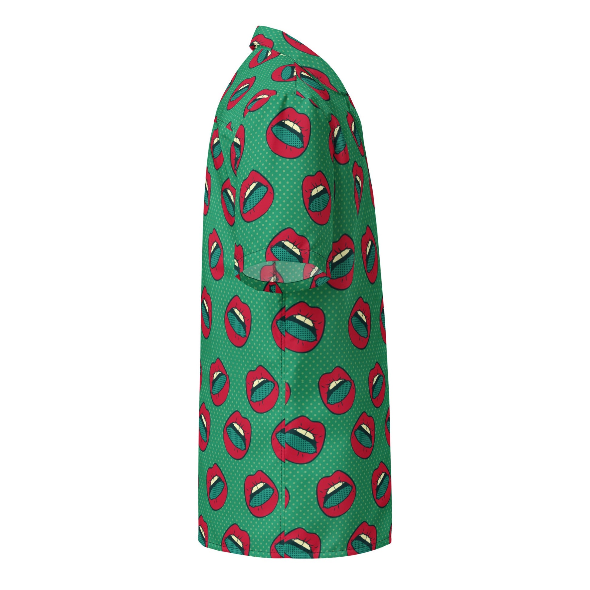 Button Shirt | Red Lips Print | Pop Art Series | Camo Colors