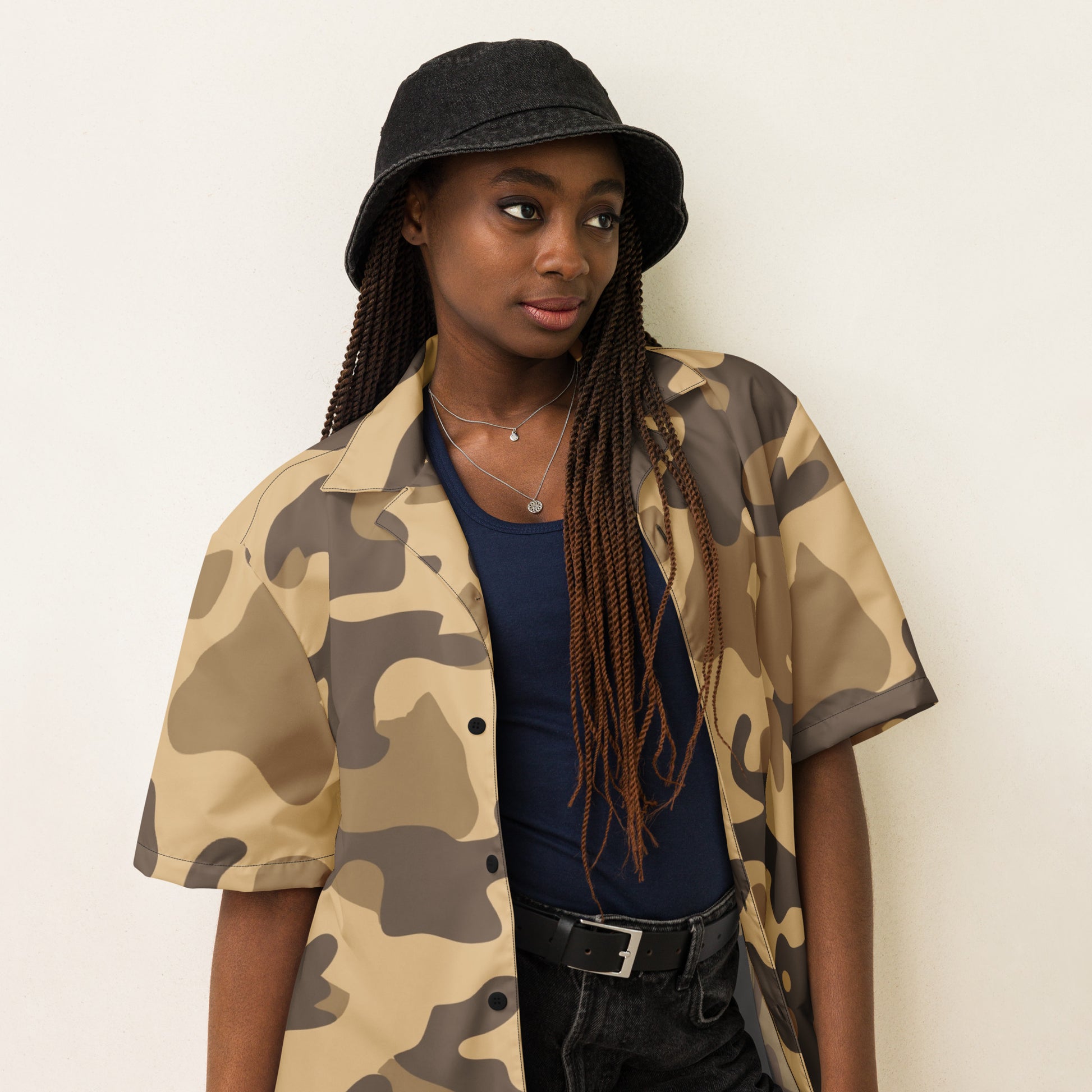 Camo Button Up Shirt | OVERSIZED FIT | Khaki Camouflage Camo Colors