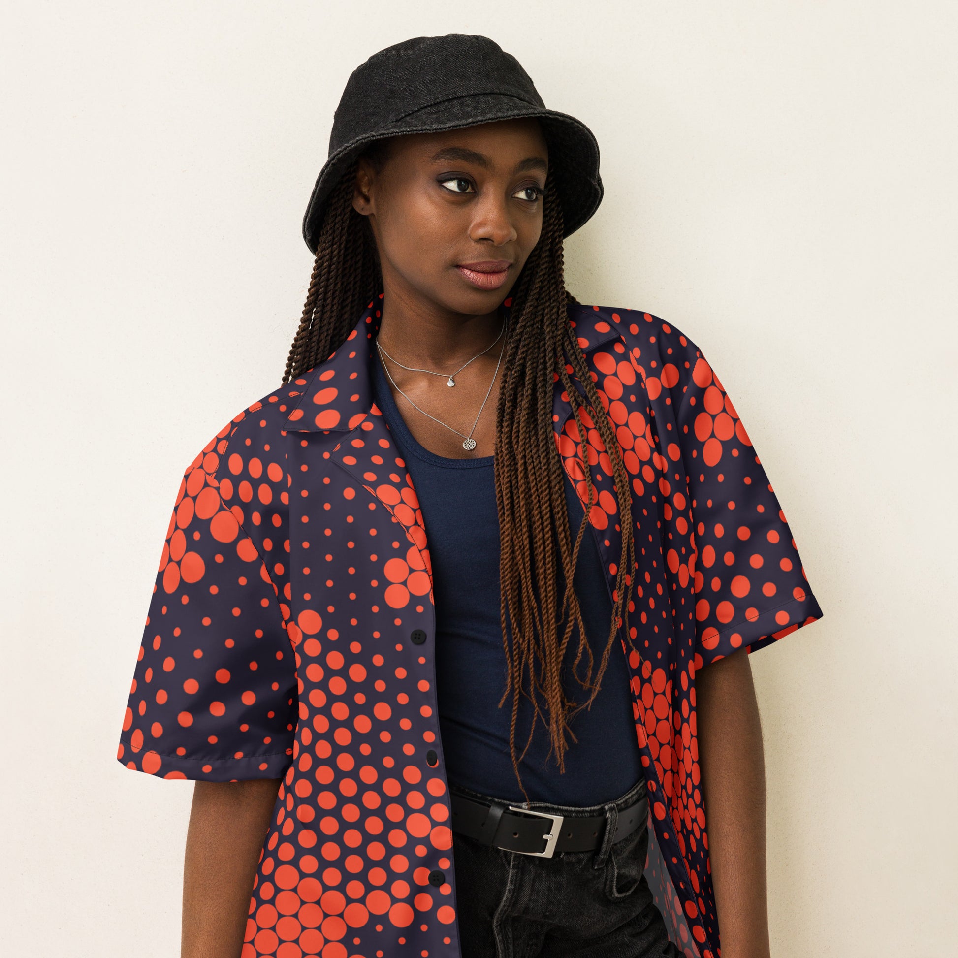 Camo Button Up Shirt | Orange & Blue Digital Camouflage Camo Colors